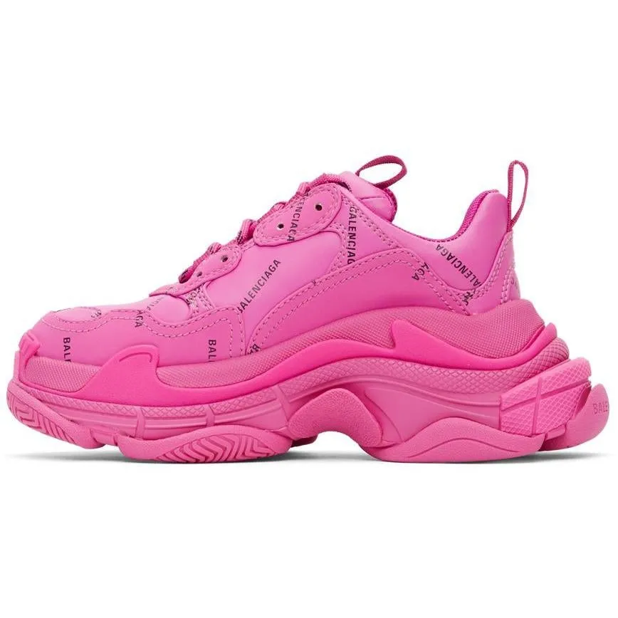 Balenciaga Pink Allover Logo Triple S Sneakers