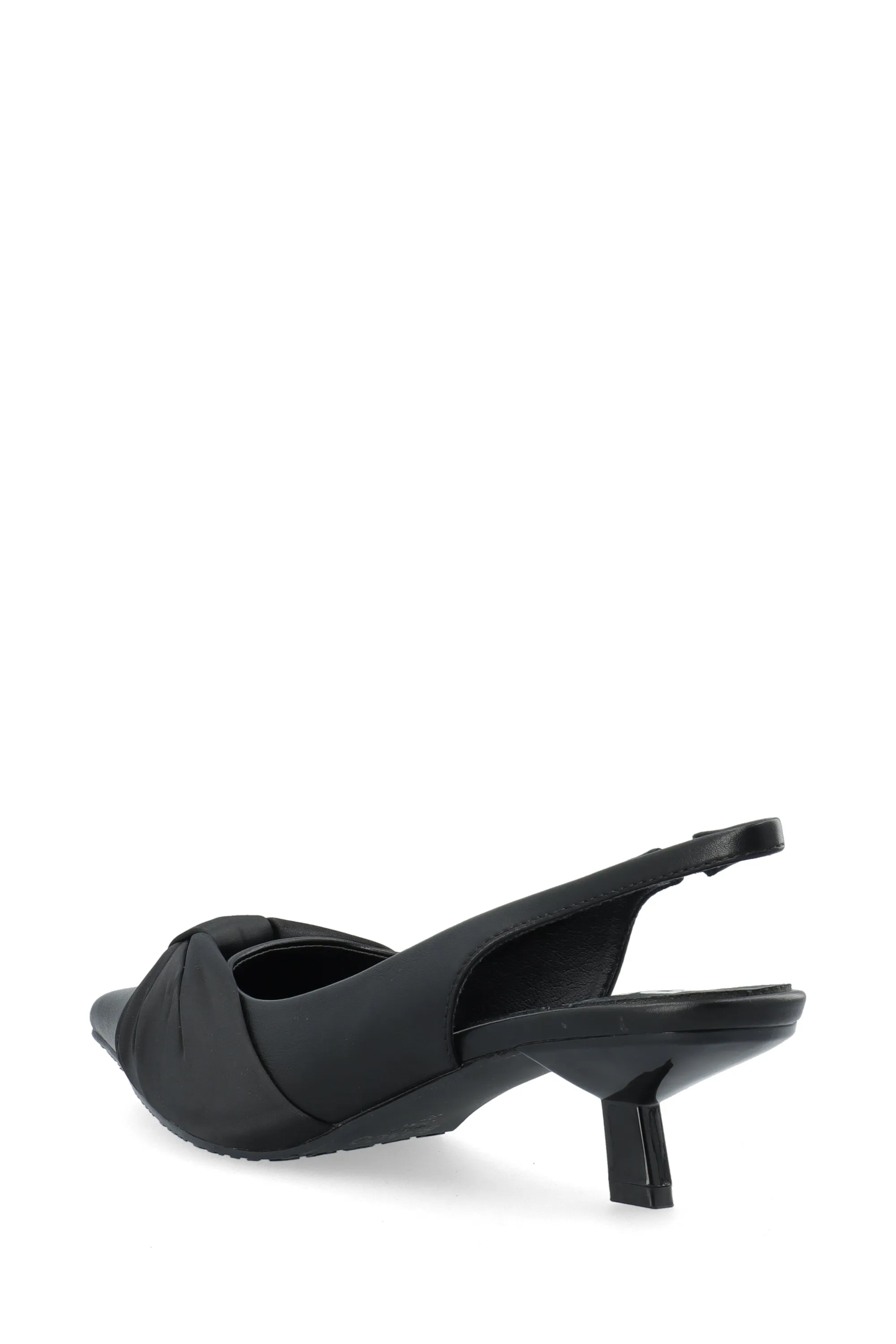 Biakristin Kitten Heel Bow Slingback Faux Leather - Black