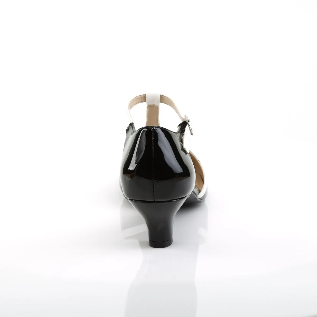 Black & White T-Strap Low Heels
