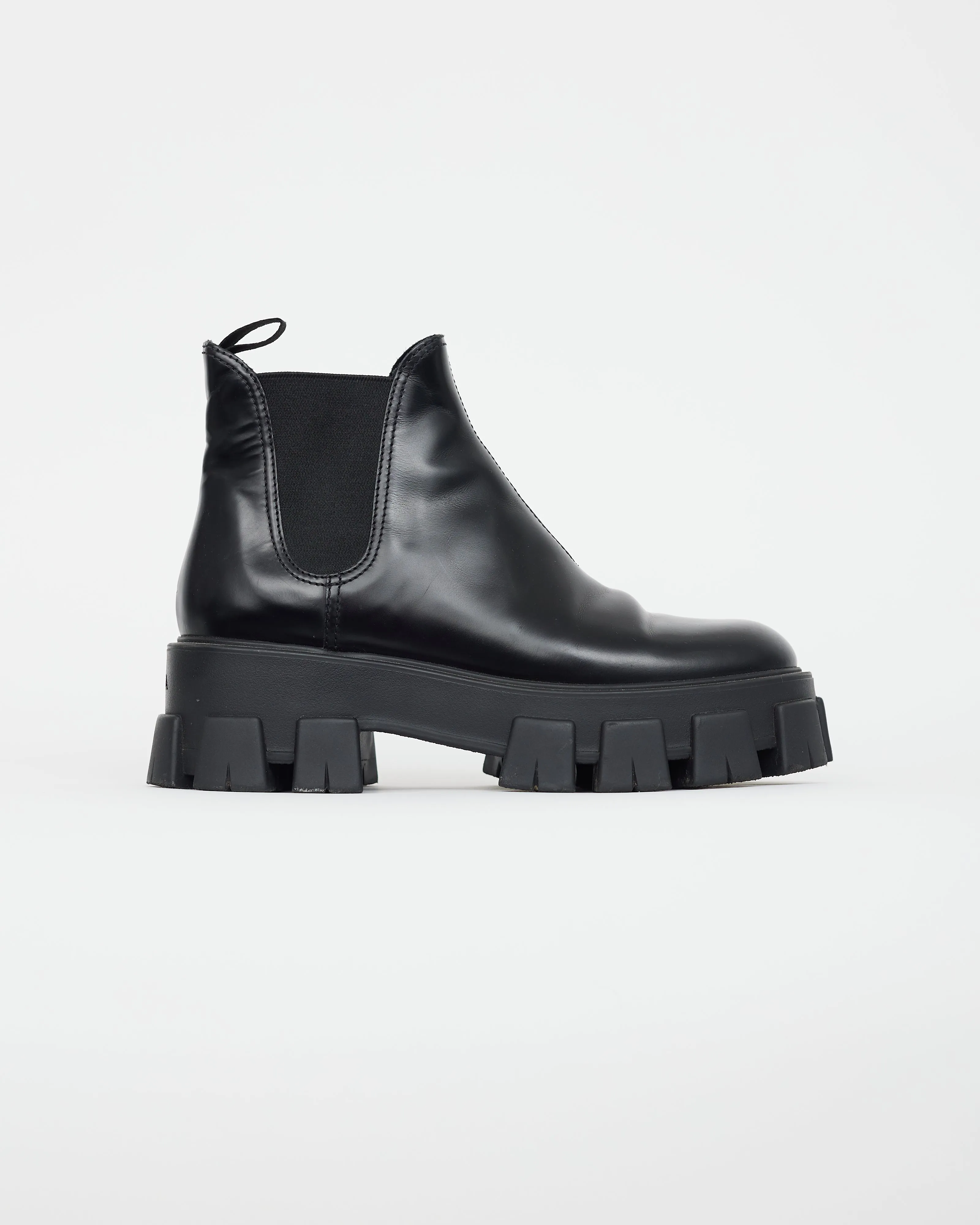 Black Leather Monolith Ankle Boot