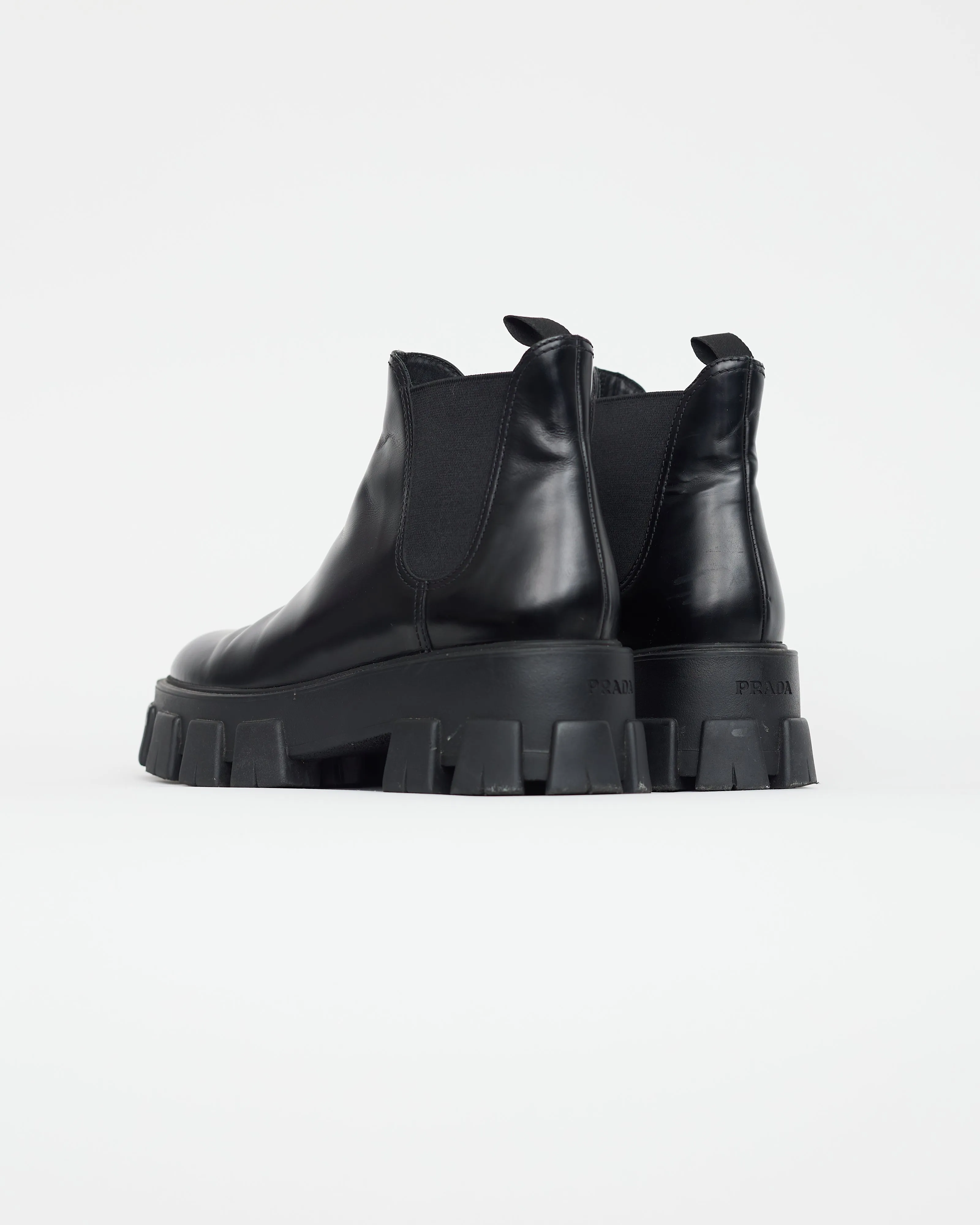 Black Leather Monolith Ankle Boot