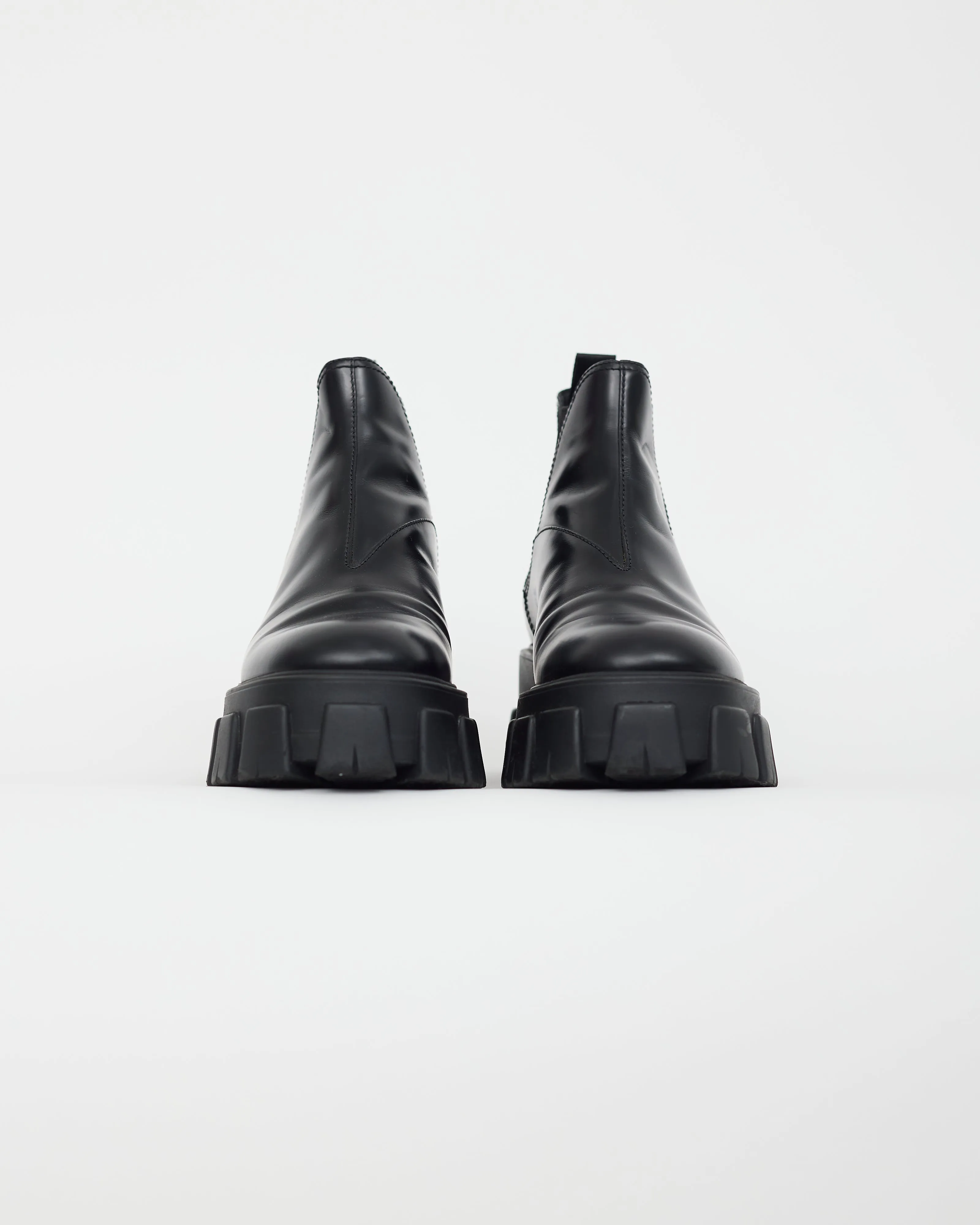 Black Leather Monolith Ankle Boot