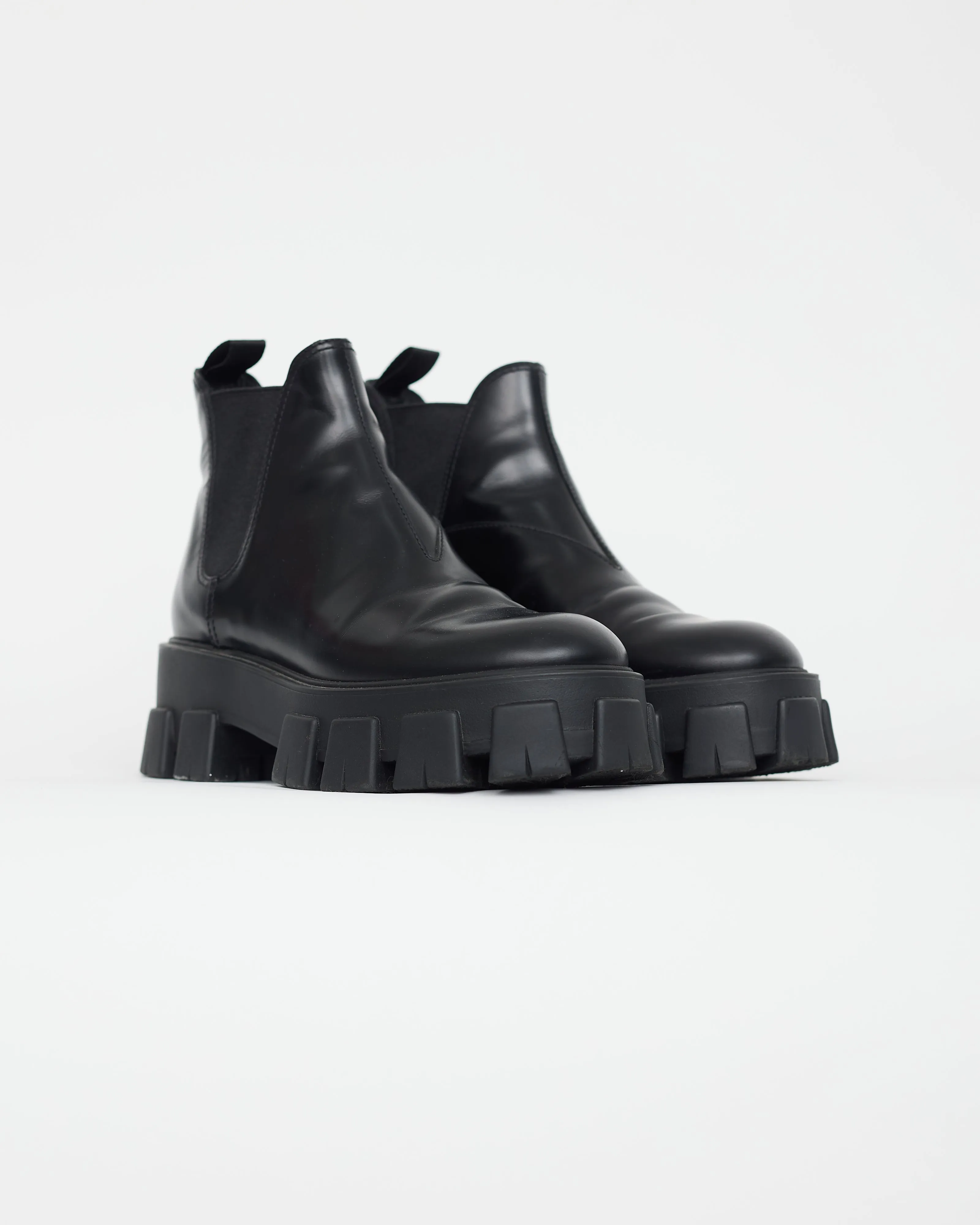 Black Leather Monolith Ankle Boot