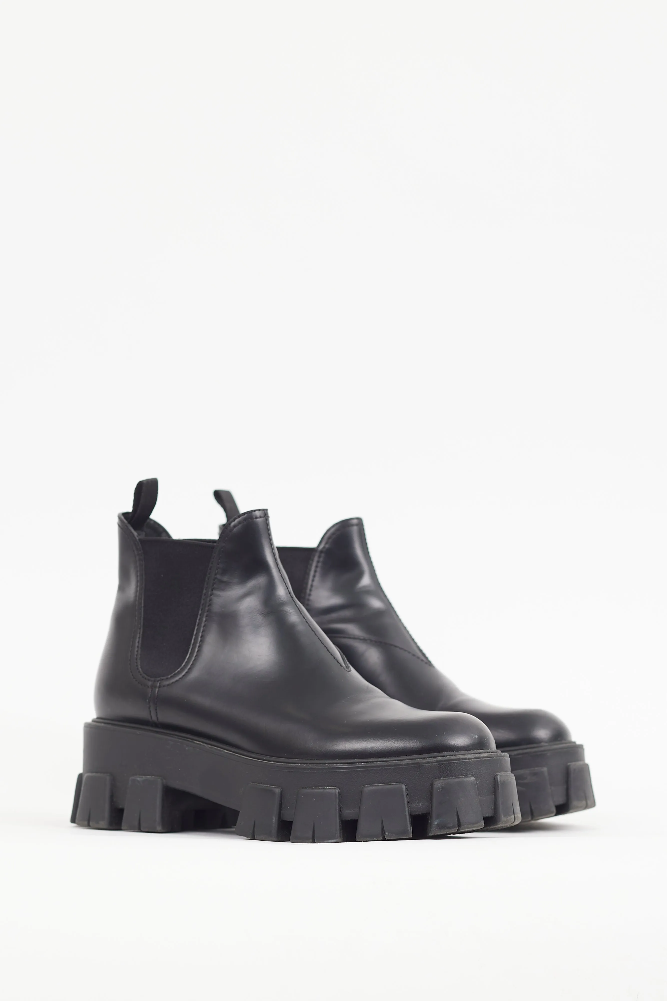 Black Leather Monolith Platform Boot