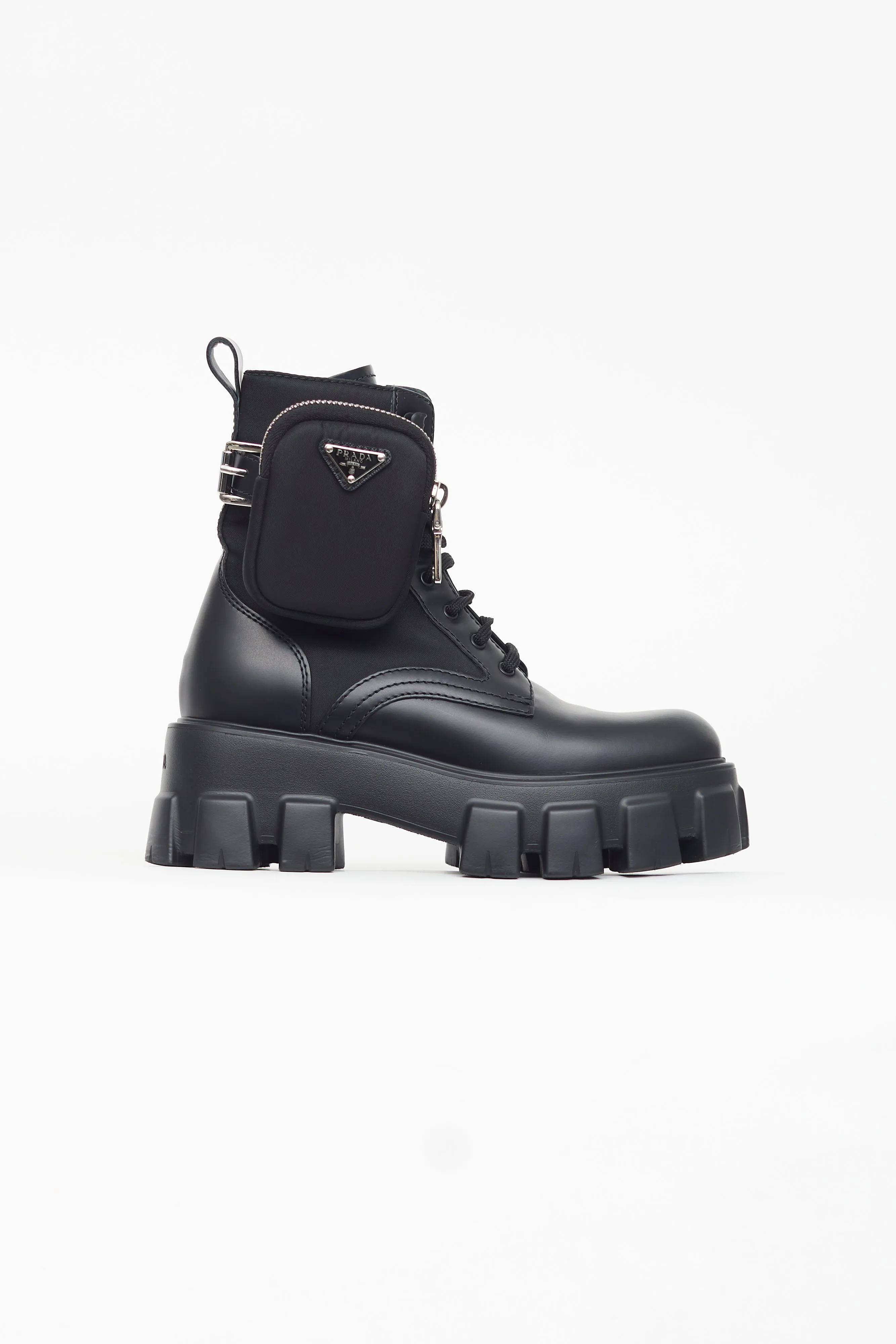 Black Monolith Leather Lug Sole Boot