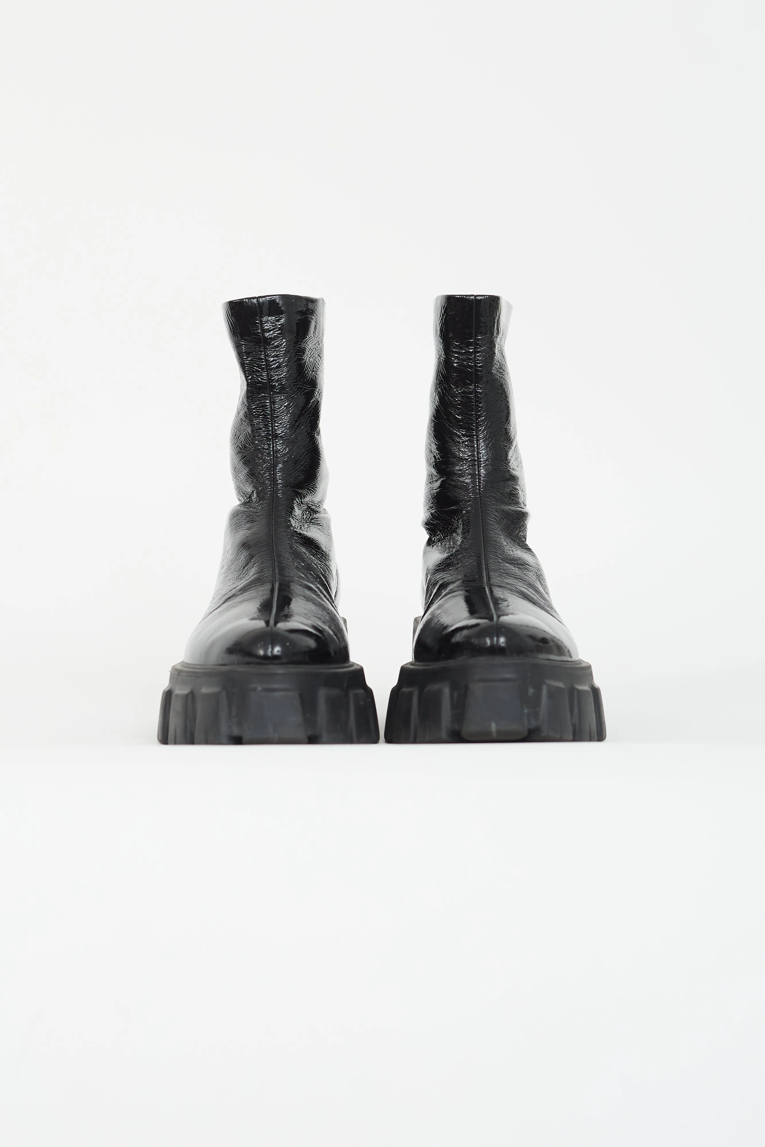 Black Patent Monolith Lug Sole Boot