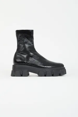 Black Patent Monolith Lug Sole Boot