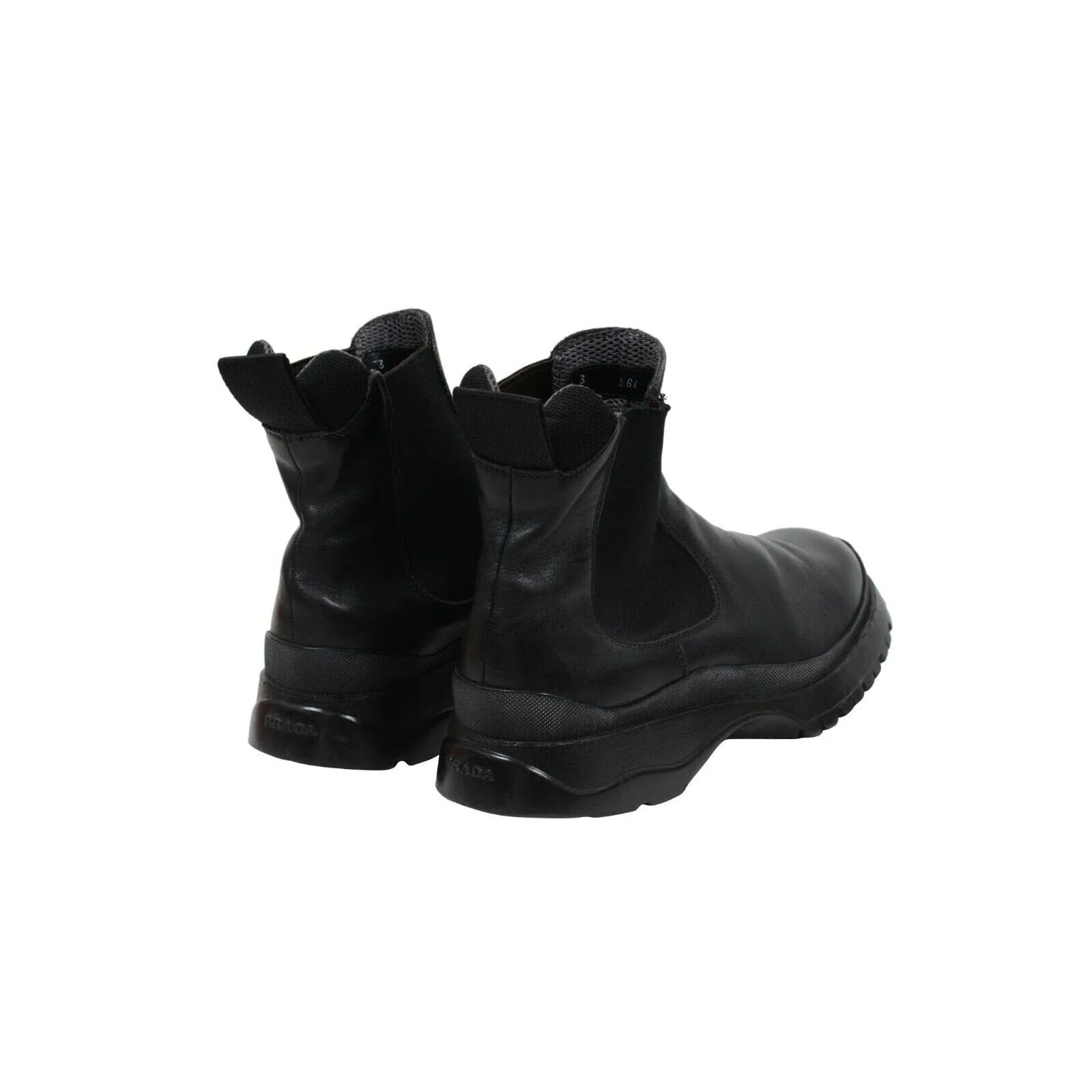 Brixxen Chelsea Boots Black Leather Hiking Lug Sole Shoe