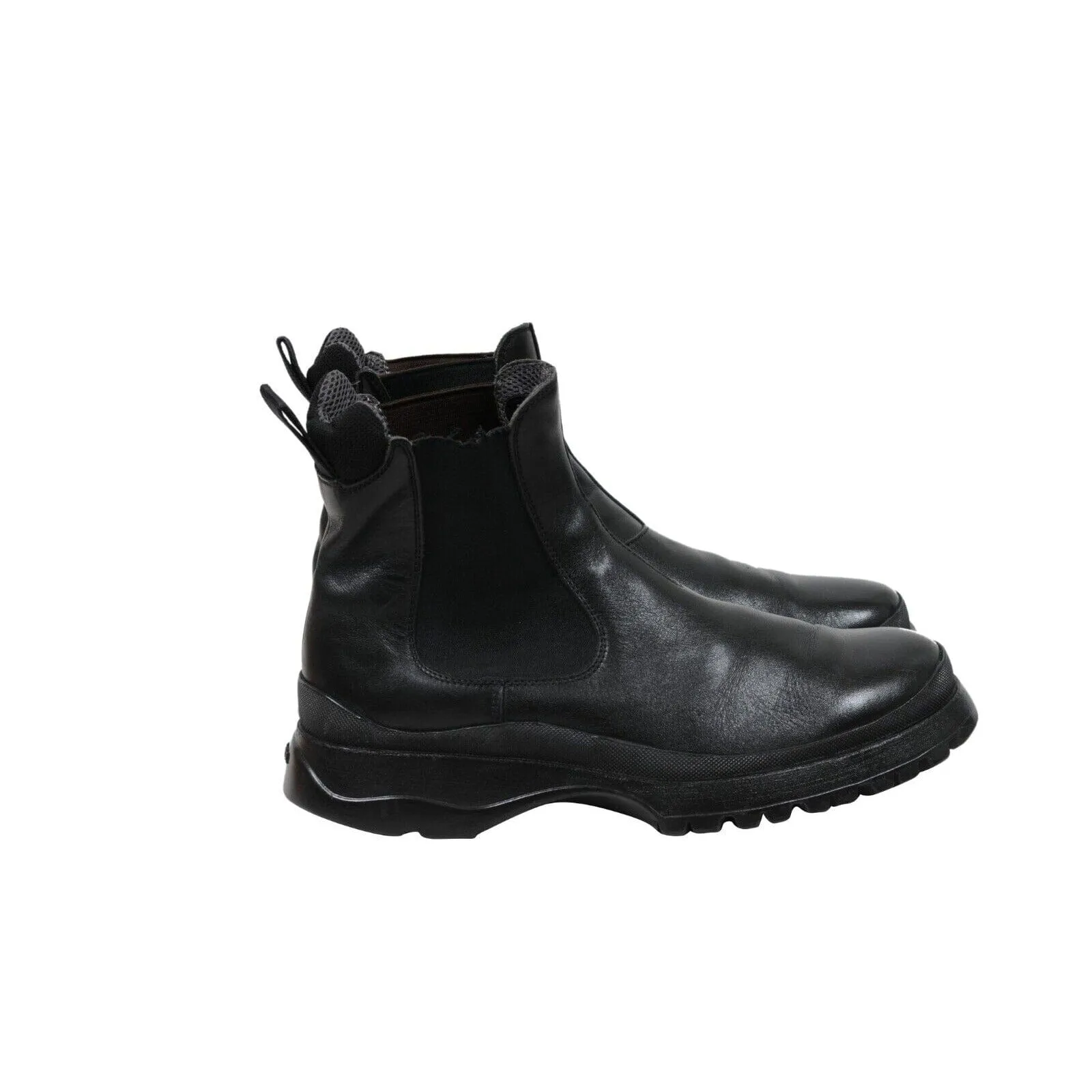 Brixxen Chelsea Boots Black Leather Hiking Lug Sole Shoe