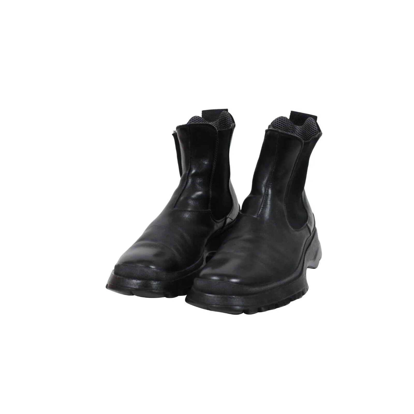 Brixxen Chelsea Boots Black Leather Hiking Lug Sole Shoe