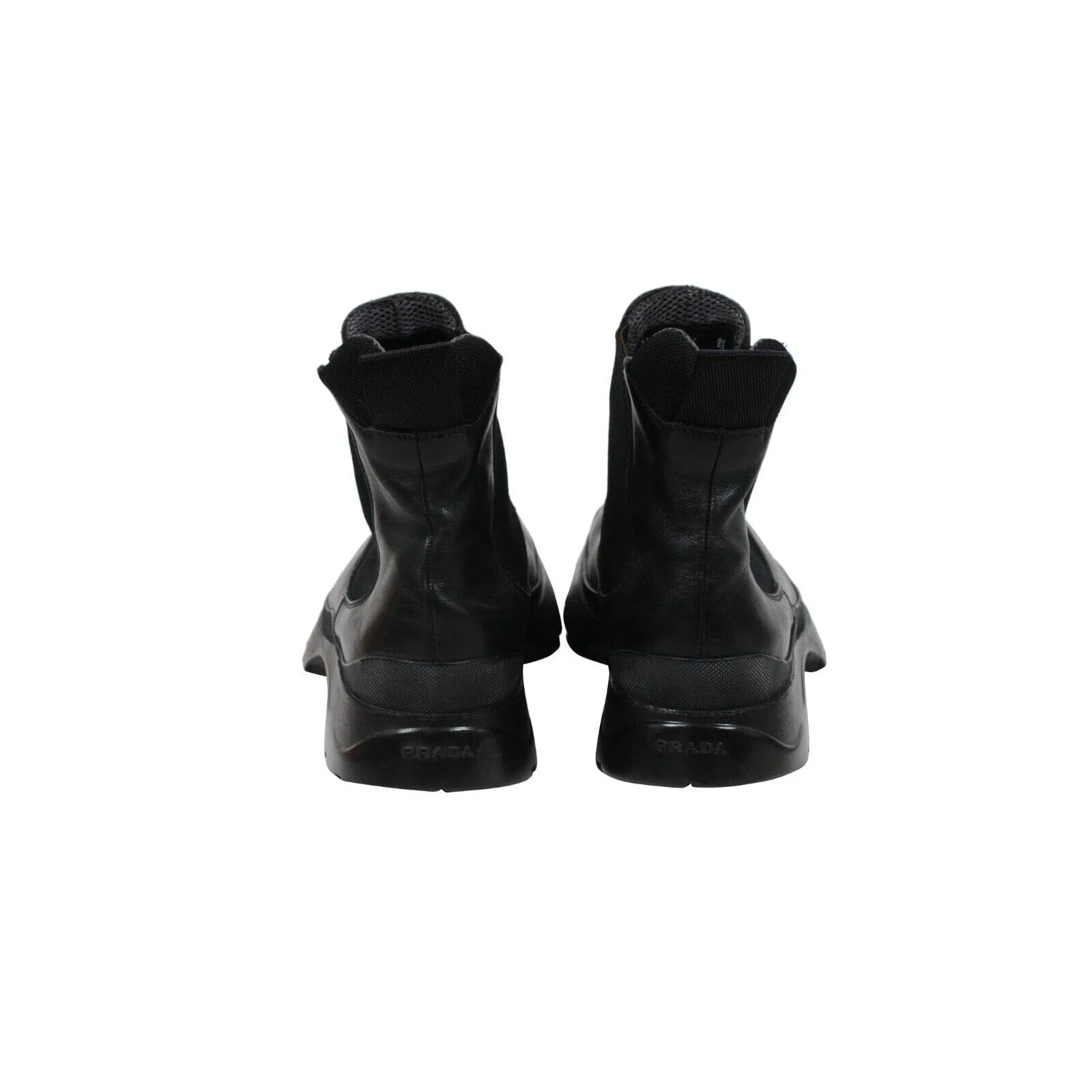 Brixxen Chelsea Boots Black Leather Hiking Lug Sole Shoe