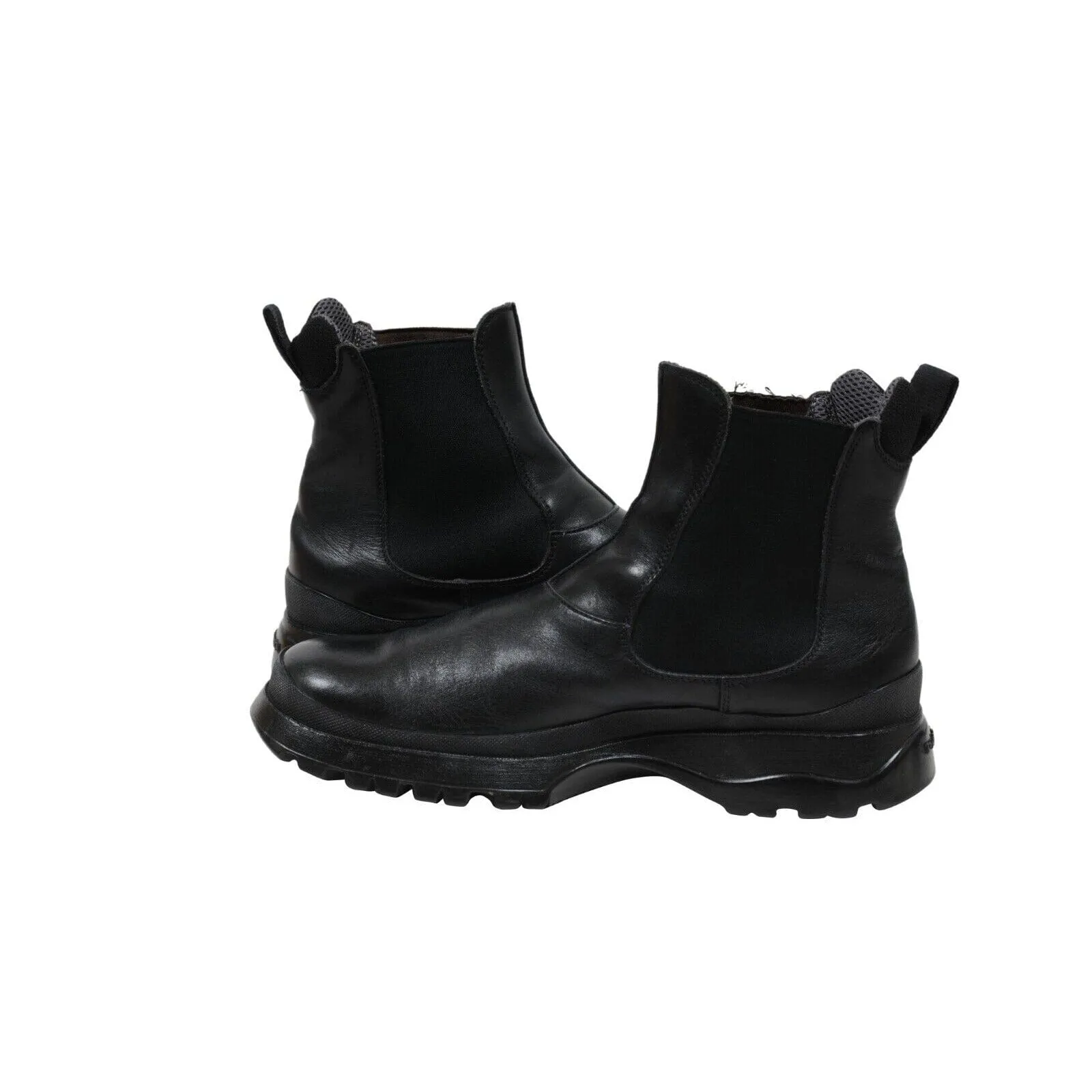 Brixxen Chelsea Boots Black Leather Hiking Lug Sole Shoe