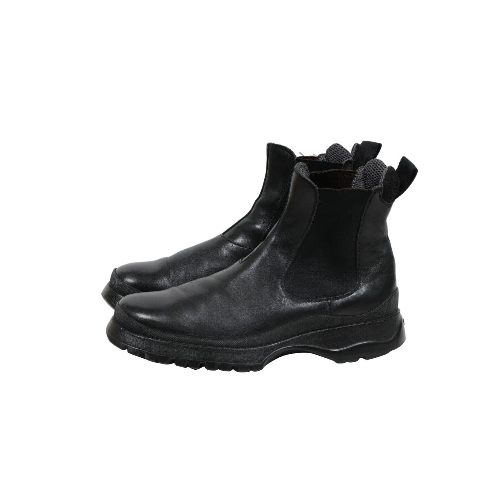 Brixxen Chelsea Boots Black Leather Hiking Lug Sole Shoe