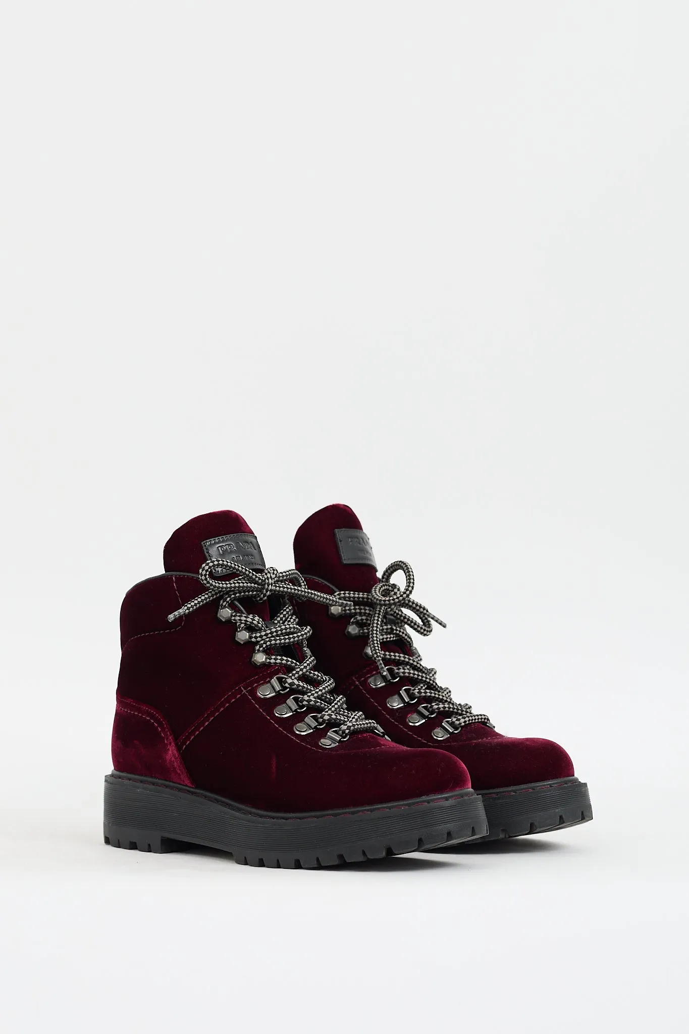 Burgundy Velvet Hiking Boot