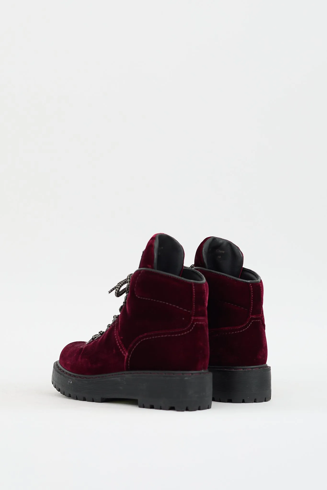 Burgundy Velvet Hiking Boot