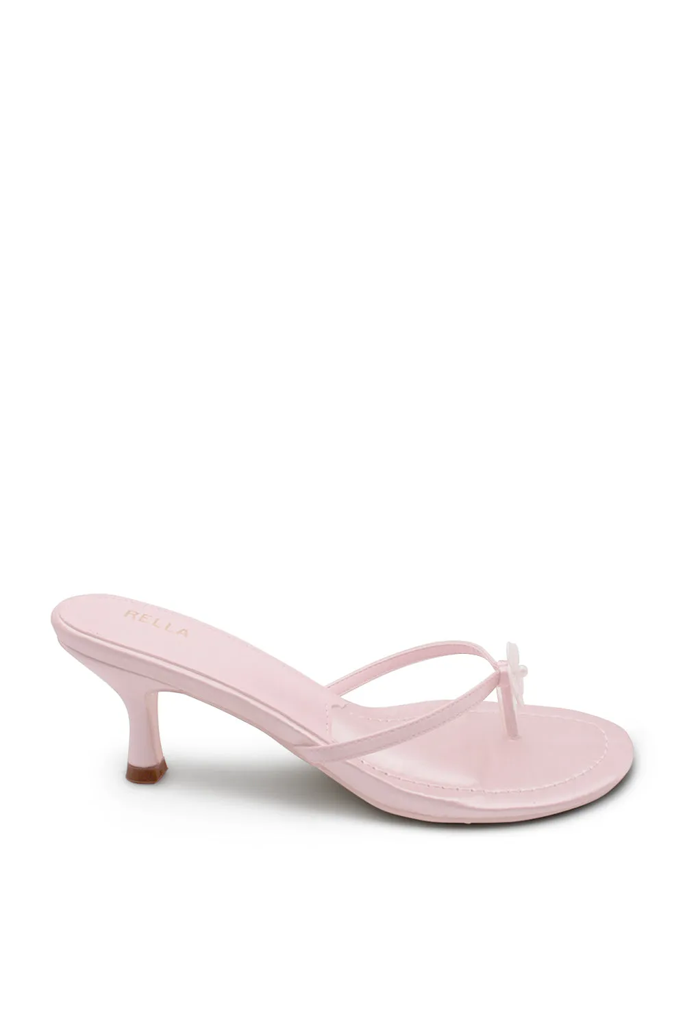 Clara Flower Heel - Pink Satin