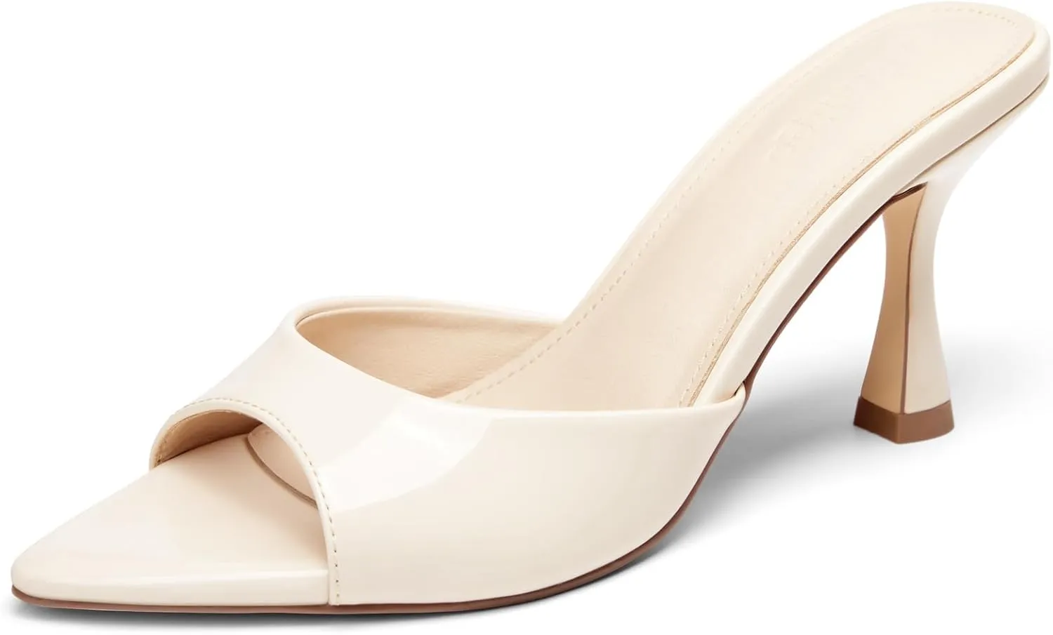 Coutgo Womens Heeled Mules Pointed Peep Toe High Heels Slip On Backless Mule Sandals Dress Shoes