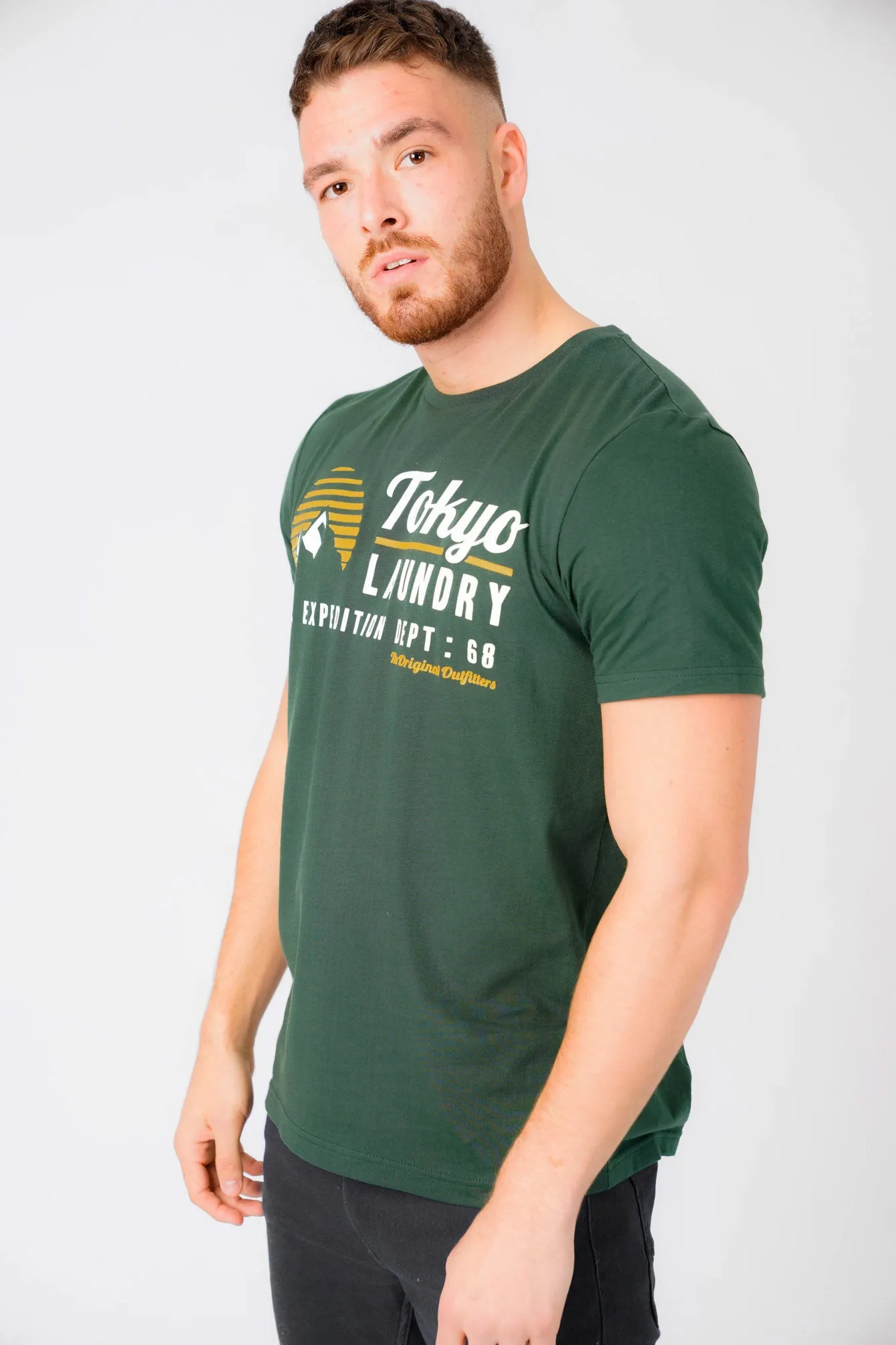 Etherow Motif Cotton Jersey T-Shirt In Jungle Green - Tokyo Laundry