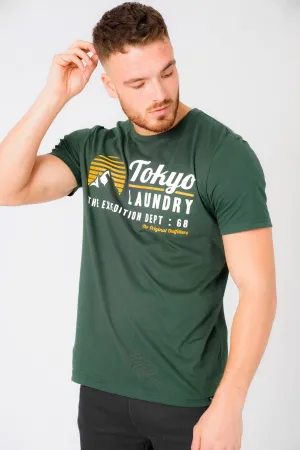 Etherow Motif Cotton Jersey T-Shirt In Jungle Green - Tokyo Laundry