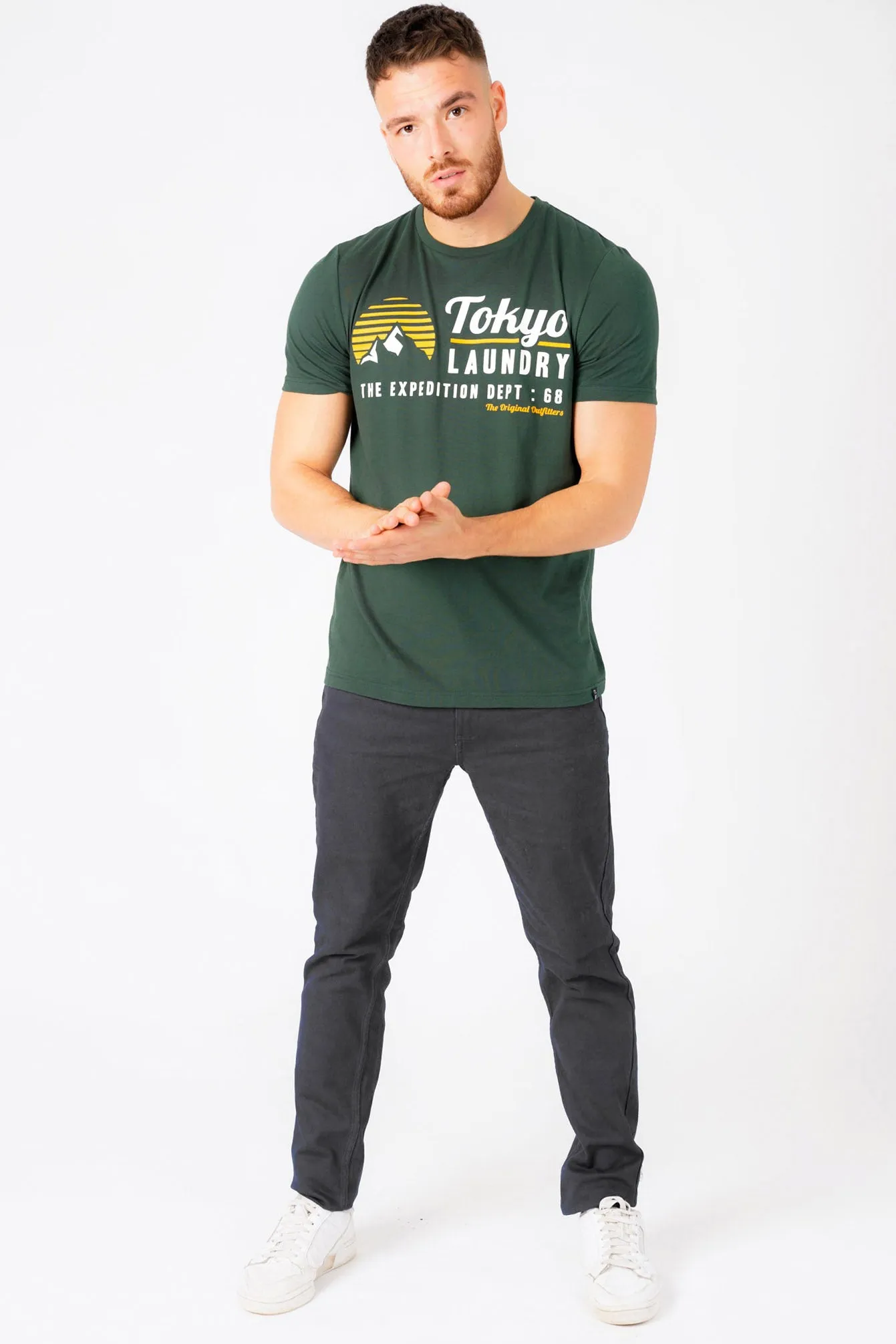 Etherow Motif Cotton Jersey T-Shirt In Jungle Green - Tokyo Laundry