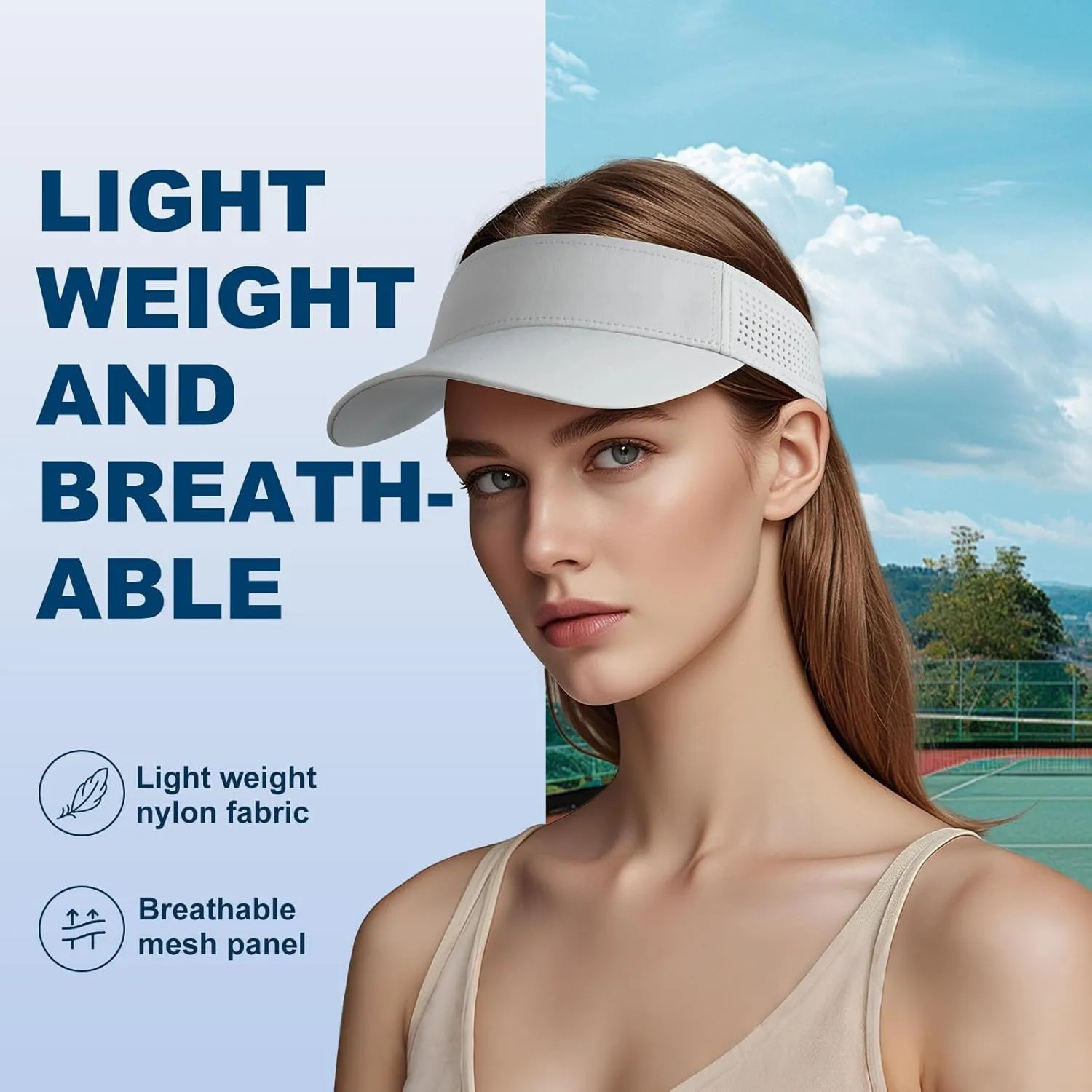 FEICUI Women's Sun Sports Visor Adjustable Empty Top Baseball Cap Athletic Performance Outdoor Hat