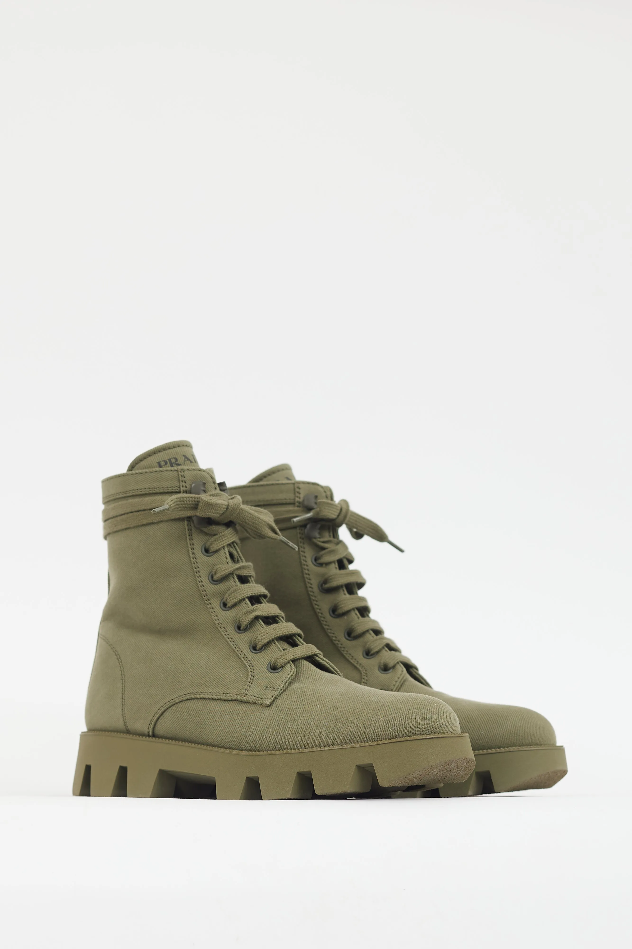 Green Canvas Combat Boot