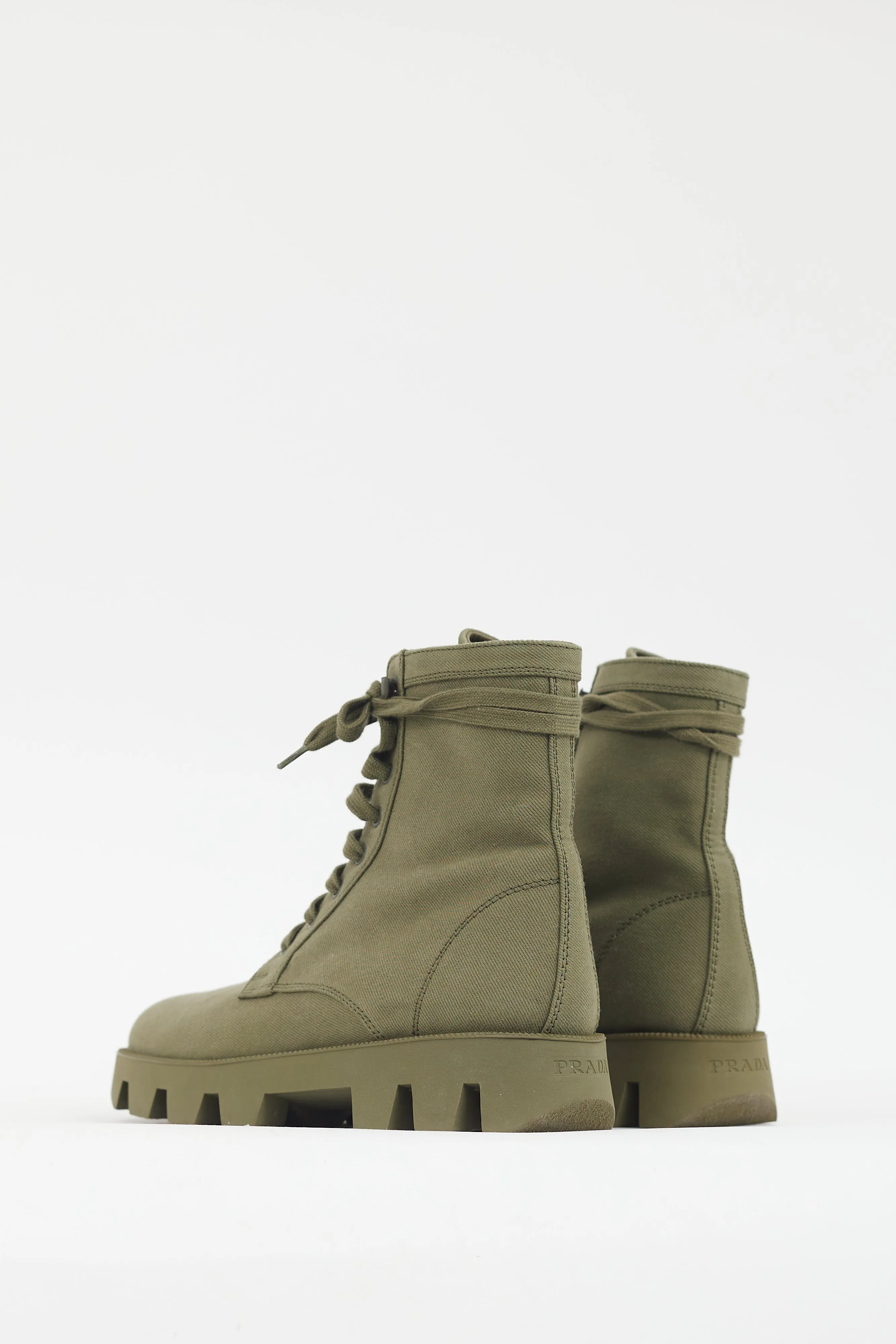 Green Canvas Combat Boot