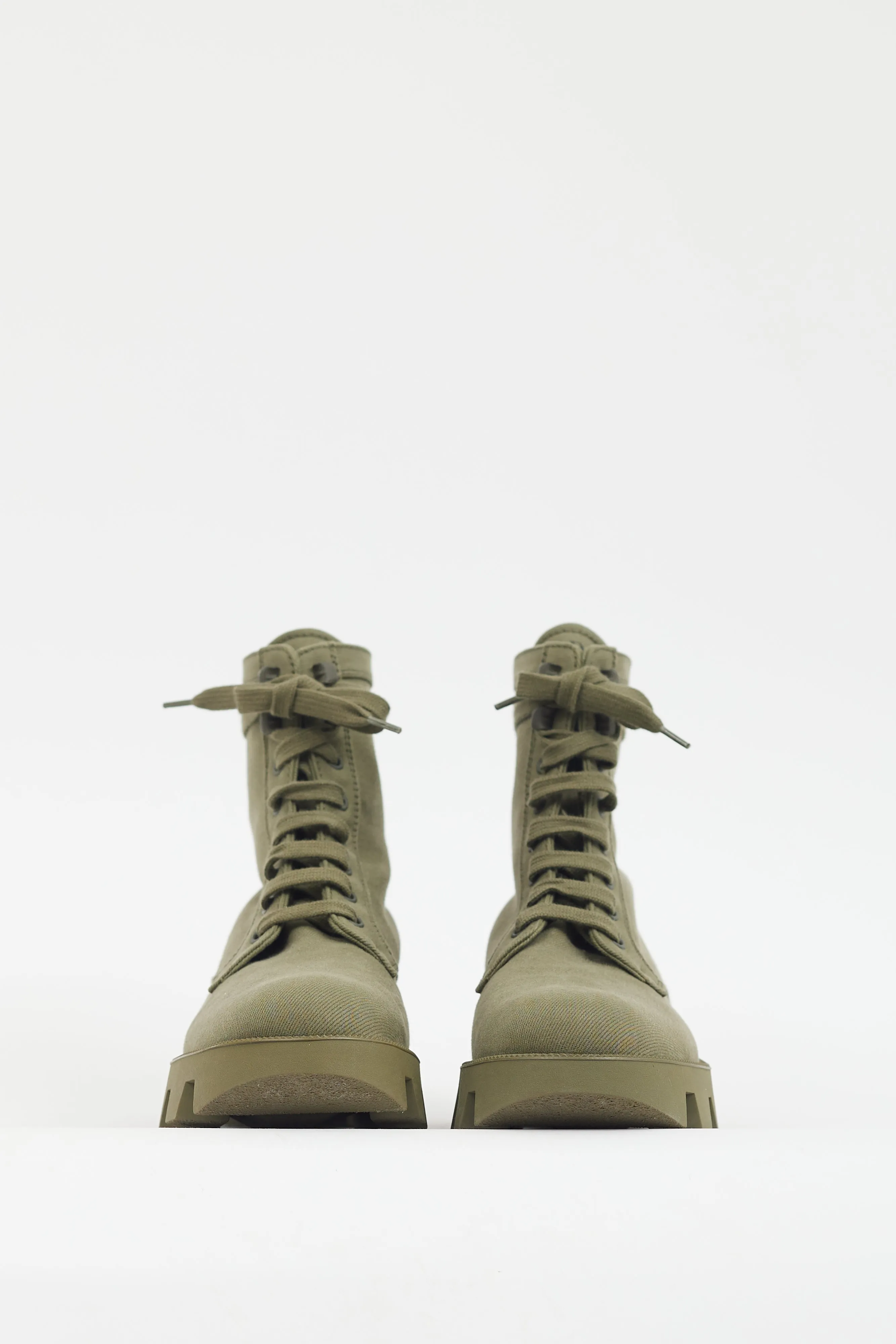 Green Canvas Combat Boot