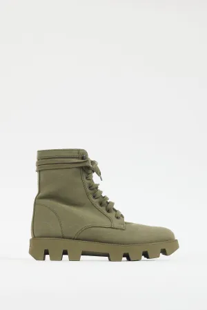 Green Canvas Combat Boot