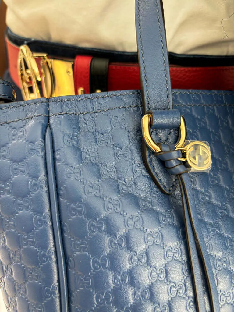 Gucci Blue Leather Tote Bag