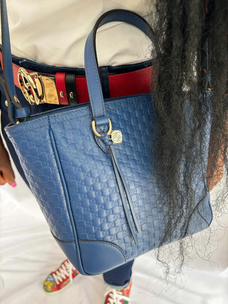 Gucci Blue Leather Tote Bag