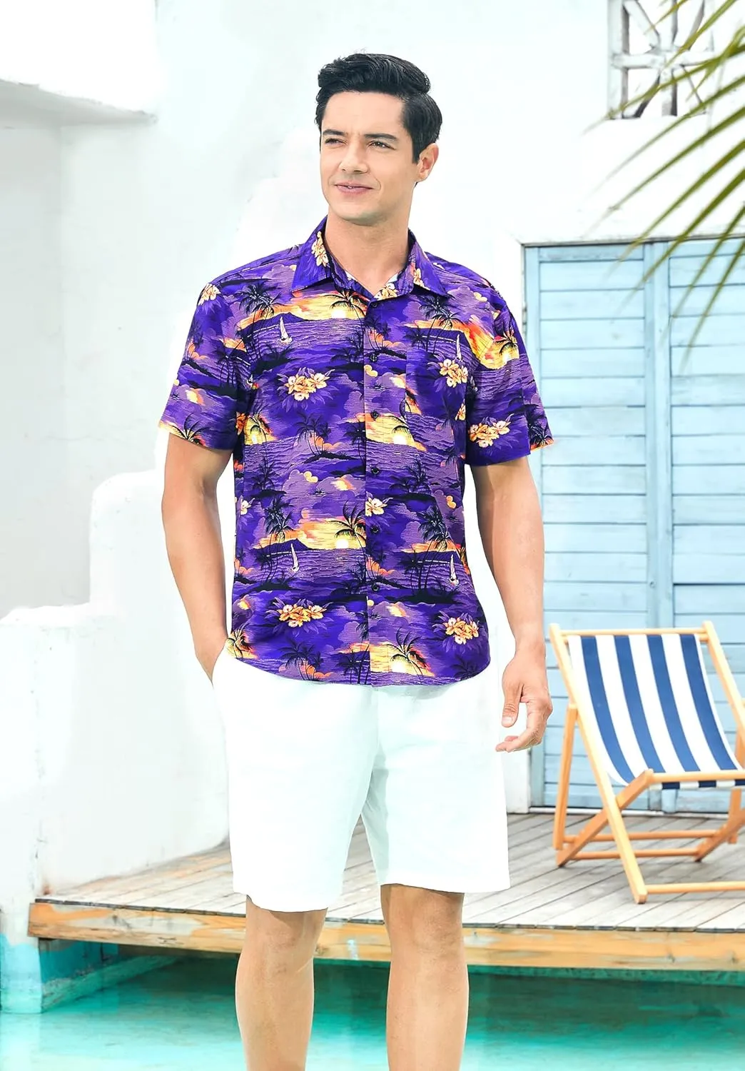 Hawaiian Shirt for Men Short Sleeve Button Down Shirt Men Casual Summer Tropical Beach Aloha Shirts for Men Hawaii Party