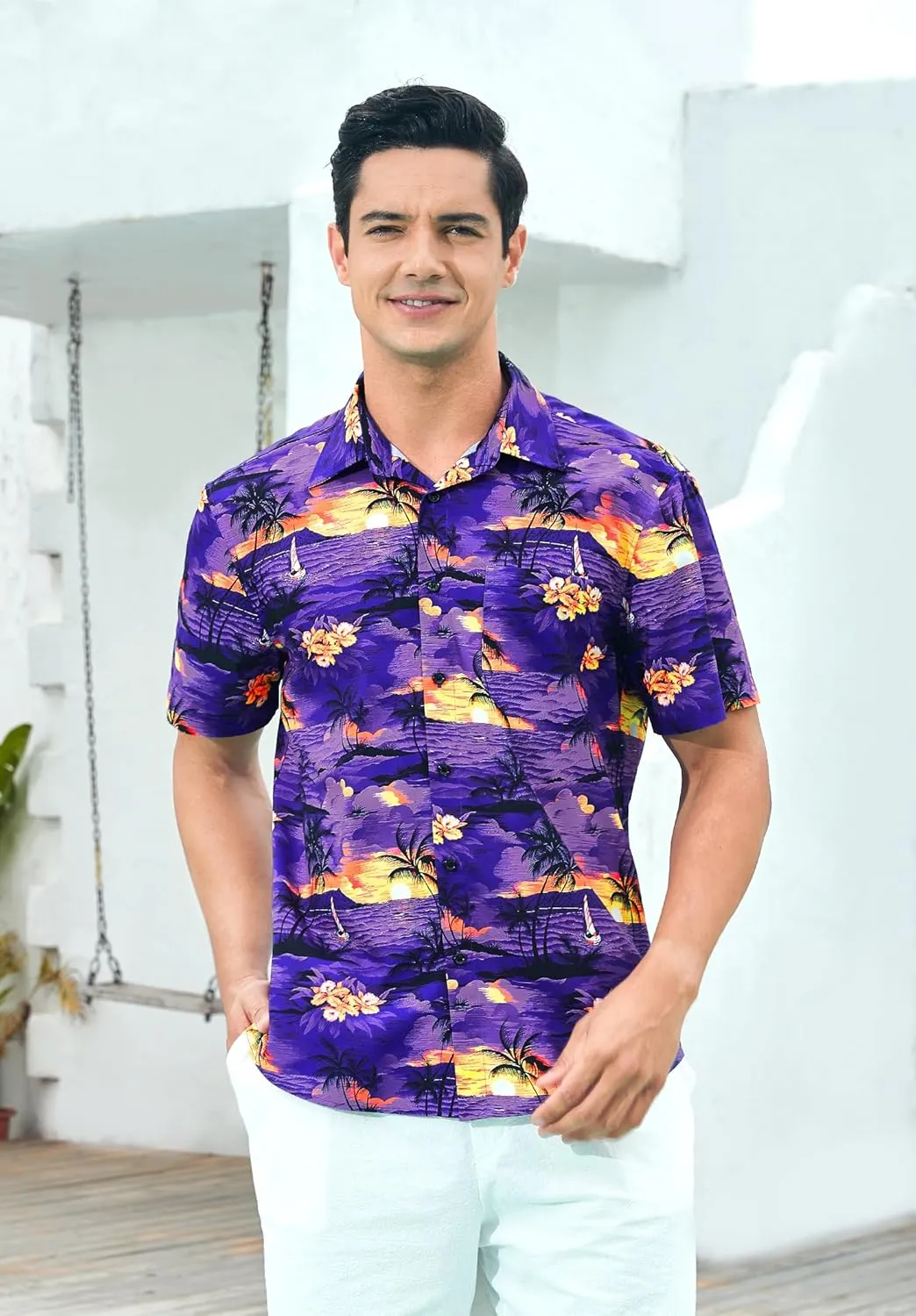 Hawaiian Shirt for Men Short Sleeve Button Down Shirt Men Casual Summer Tropical Beach Aloha Shirts for Men Hawaii Party