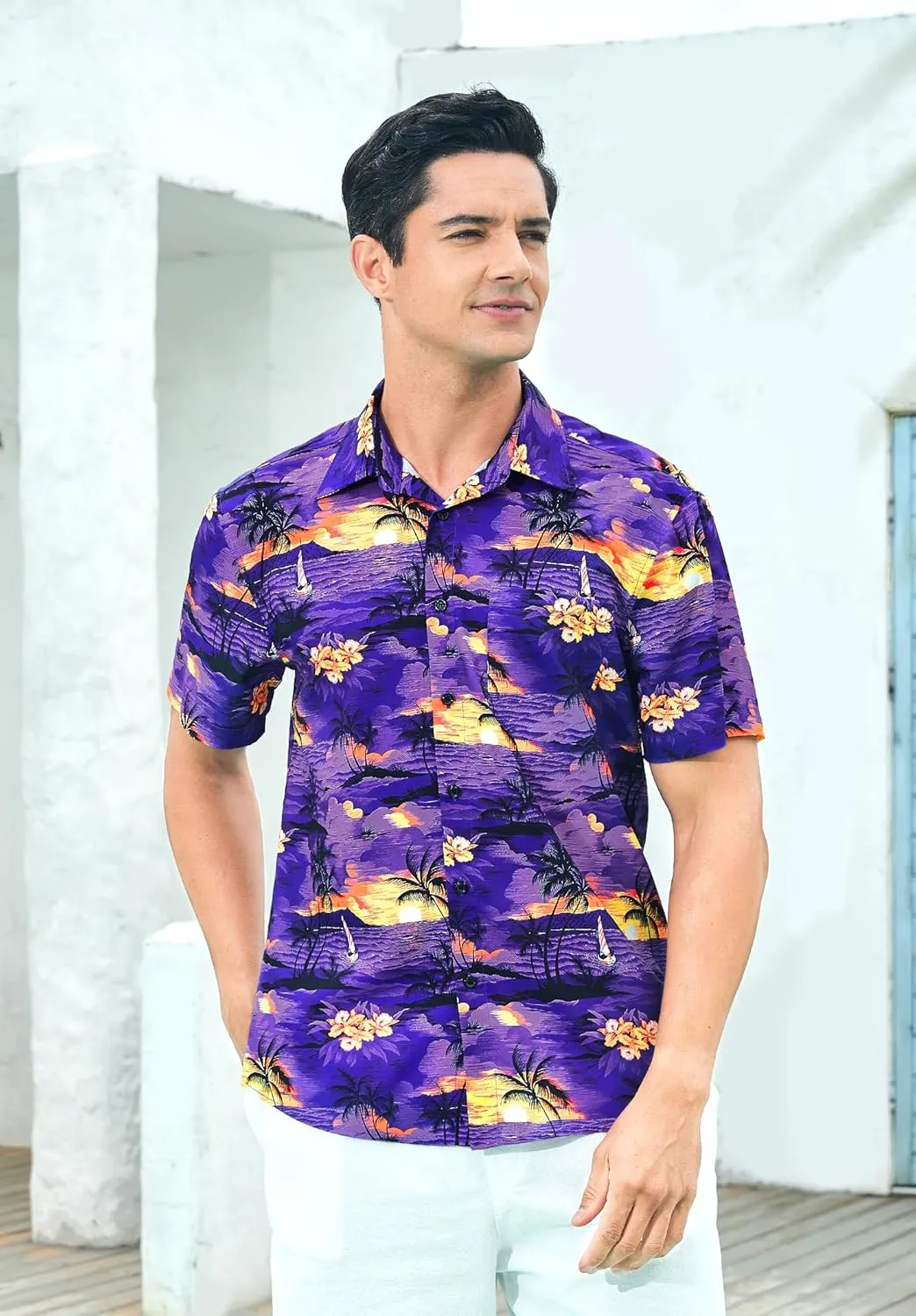 Hawaiian Shirt for Men Short Sleeve Button Down Shirt Men Casual Summer Tropical Beach Aloha Shirts for Men Hawaii Party