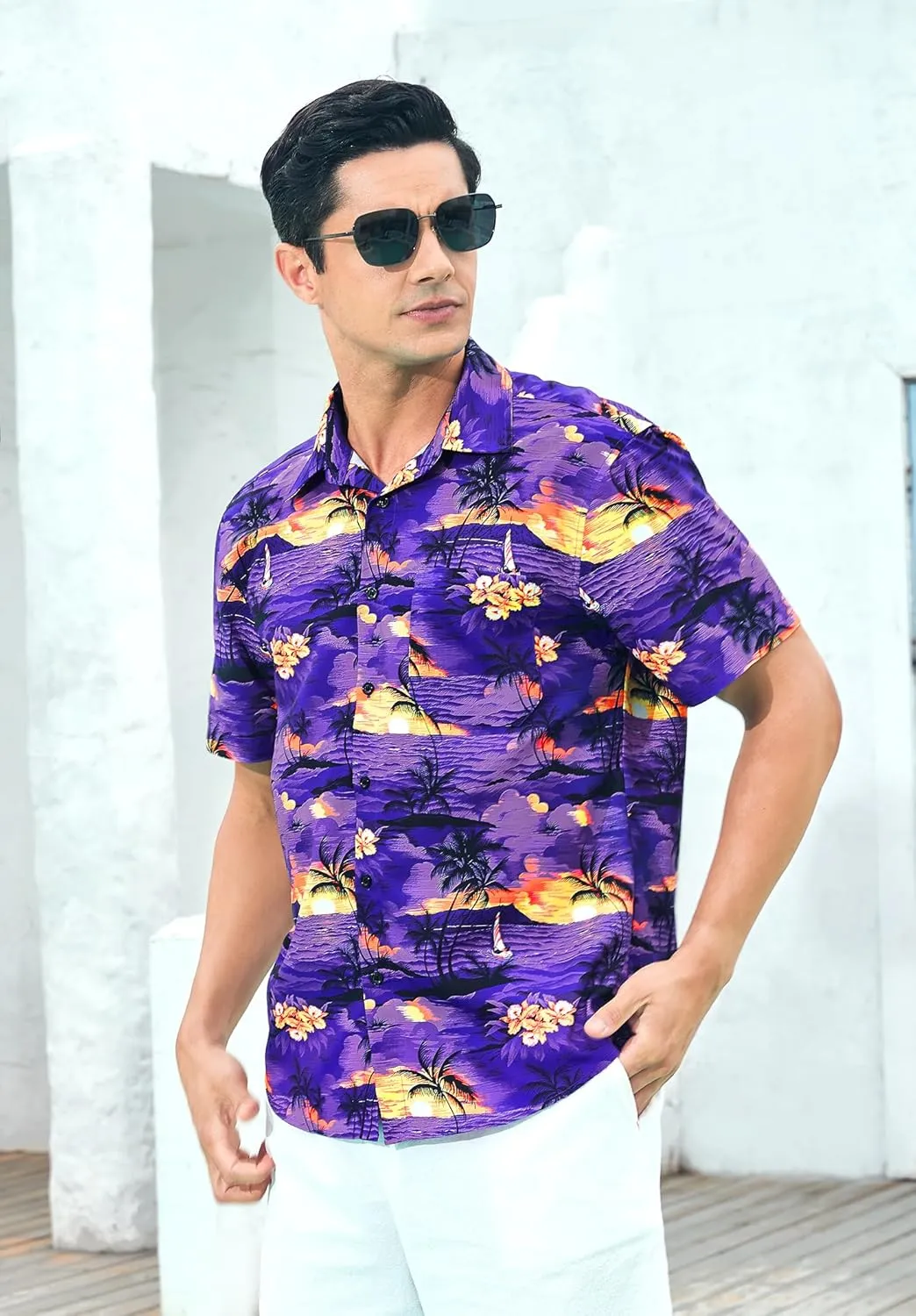 Hawaiian Shirt for Men Short Sleeve Button Down Shirt Men Casual Summer Tropical Beach Aloha Shirts for Men Hawaii Party