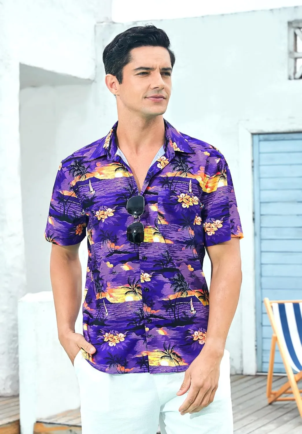 Hawaiian Shirt for Men Short Sleeve Button Down Shirt Men Casual Summer Tropical Beach Aloha Shirts for Men Hawaii Party