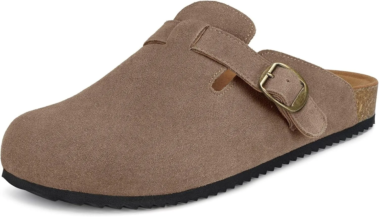 Intini Womens Suede Clogs Mens Leather Mules Cork Footbed Sandals with Arch Support