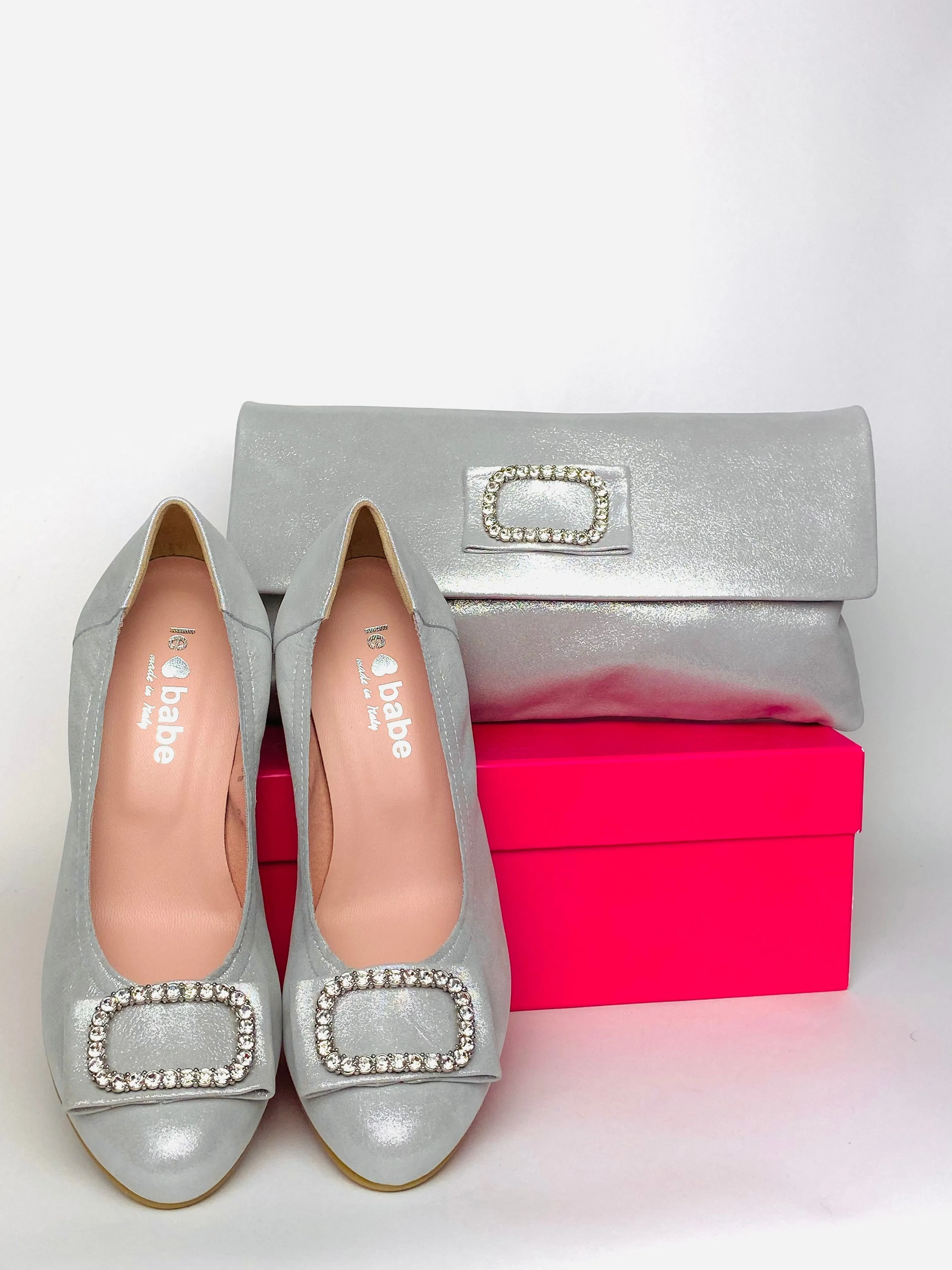 Le Babe - 3037 Silver Diamonte Kitten Heel*