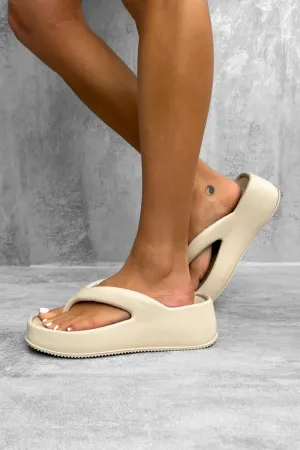 LIZZIE Chunky Toe Post Sandals - Beige