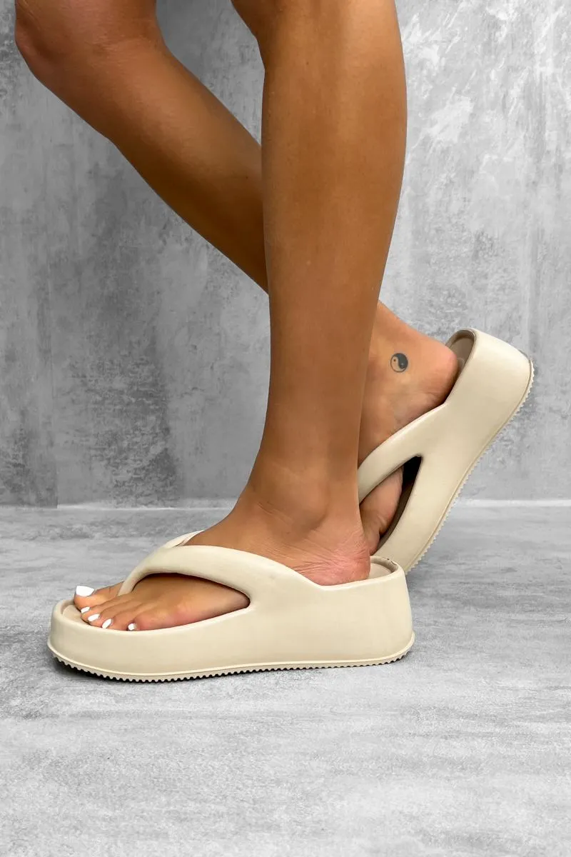 LIZZIE Chunky Toe Post Sandals - Beige