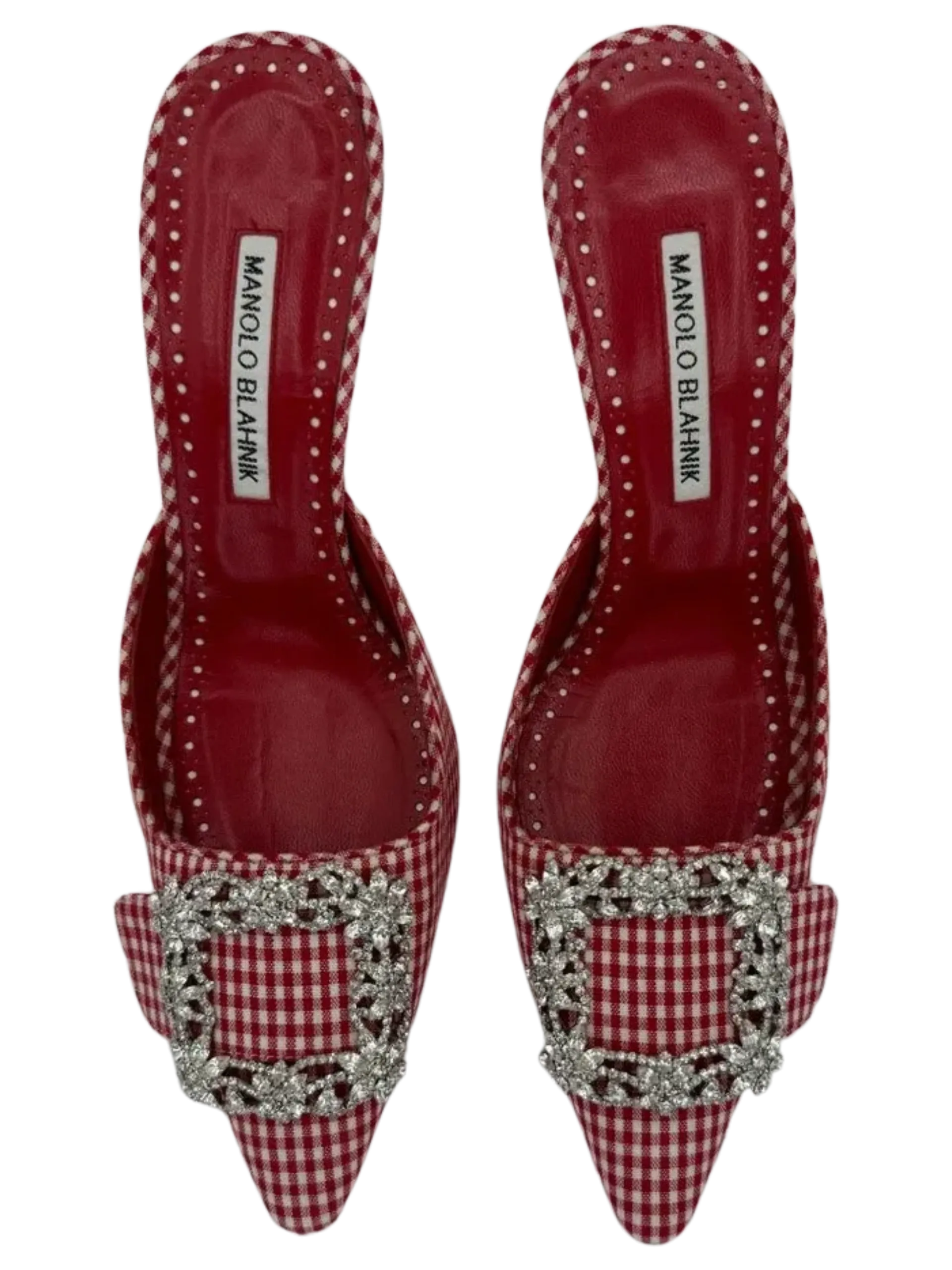 MANOLO BLAHNIK Gingham Hangisi Mules