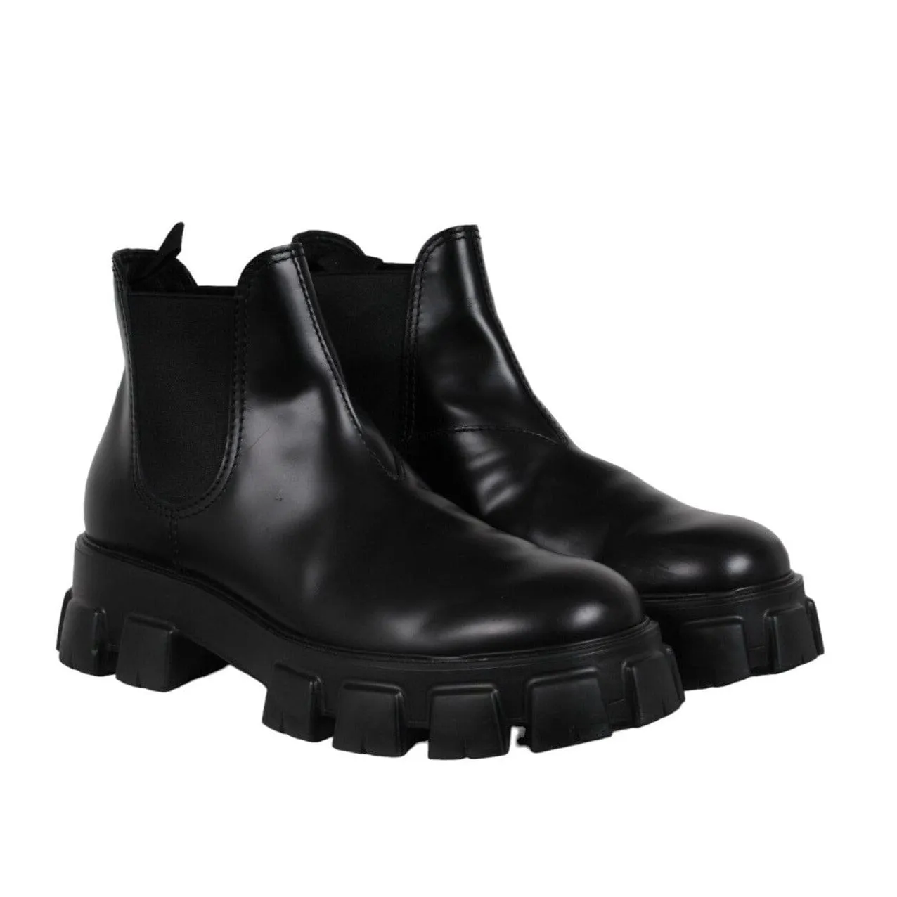 Monolith Chelsea Boots  Black Leather Lug Sole
