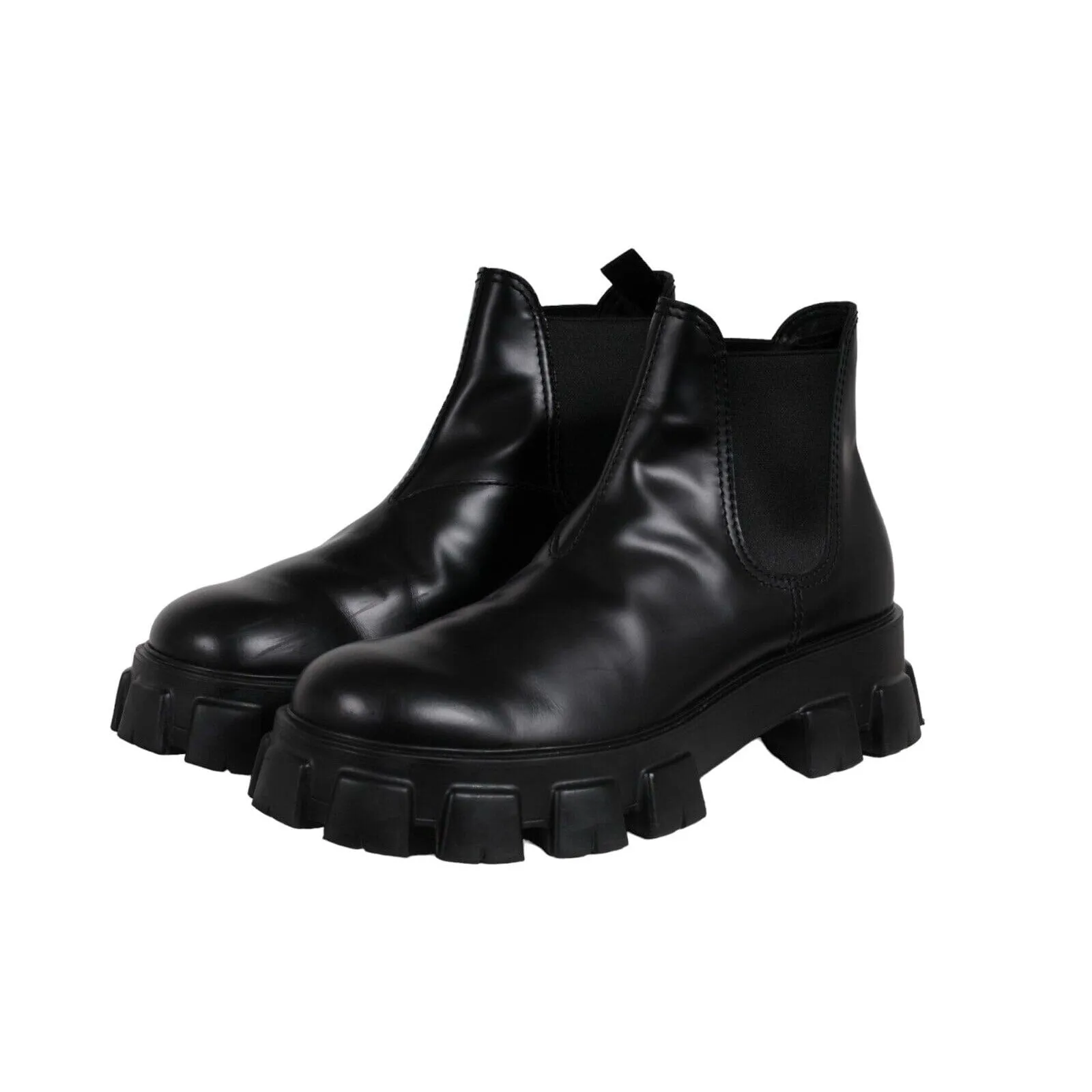 Monolith Chelsea Boots  Black Leather Lug Sole