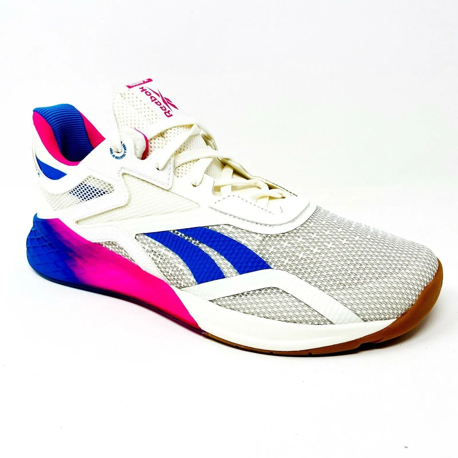 Reebok Nano X White Pink Blue Womens Size 10.5 Cross Training Sneakers FX7956