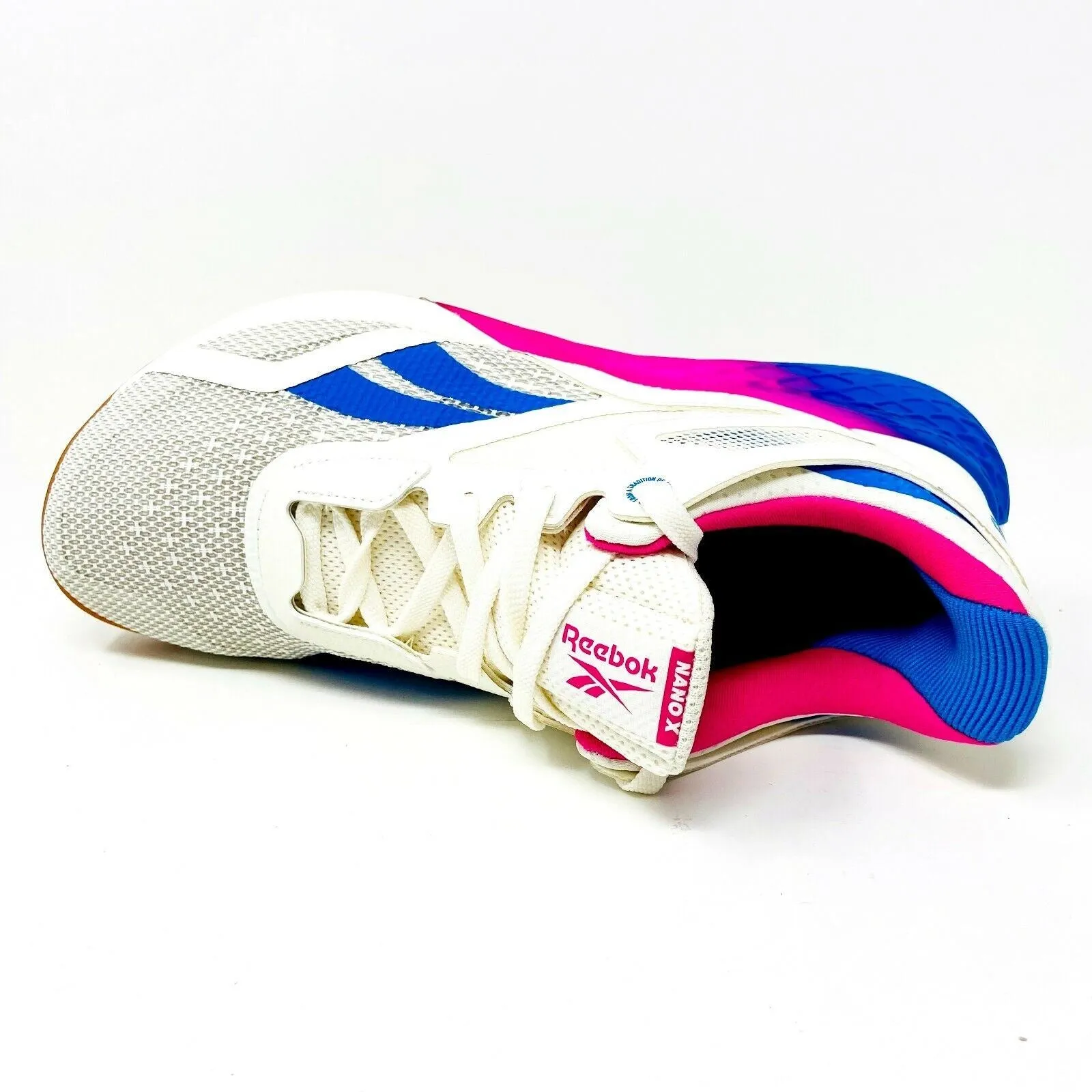 Reebok Nano X White Pink Blue Womens Size 10.5 Cross Training Sneakers FX7956