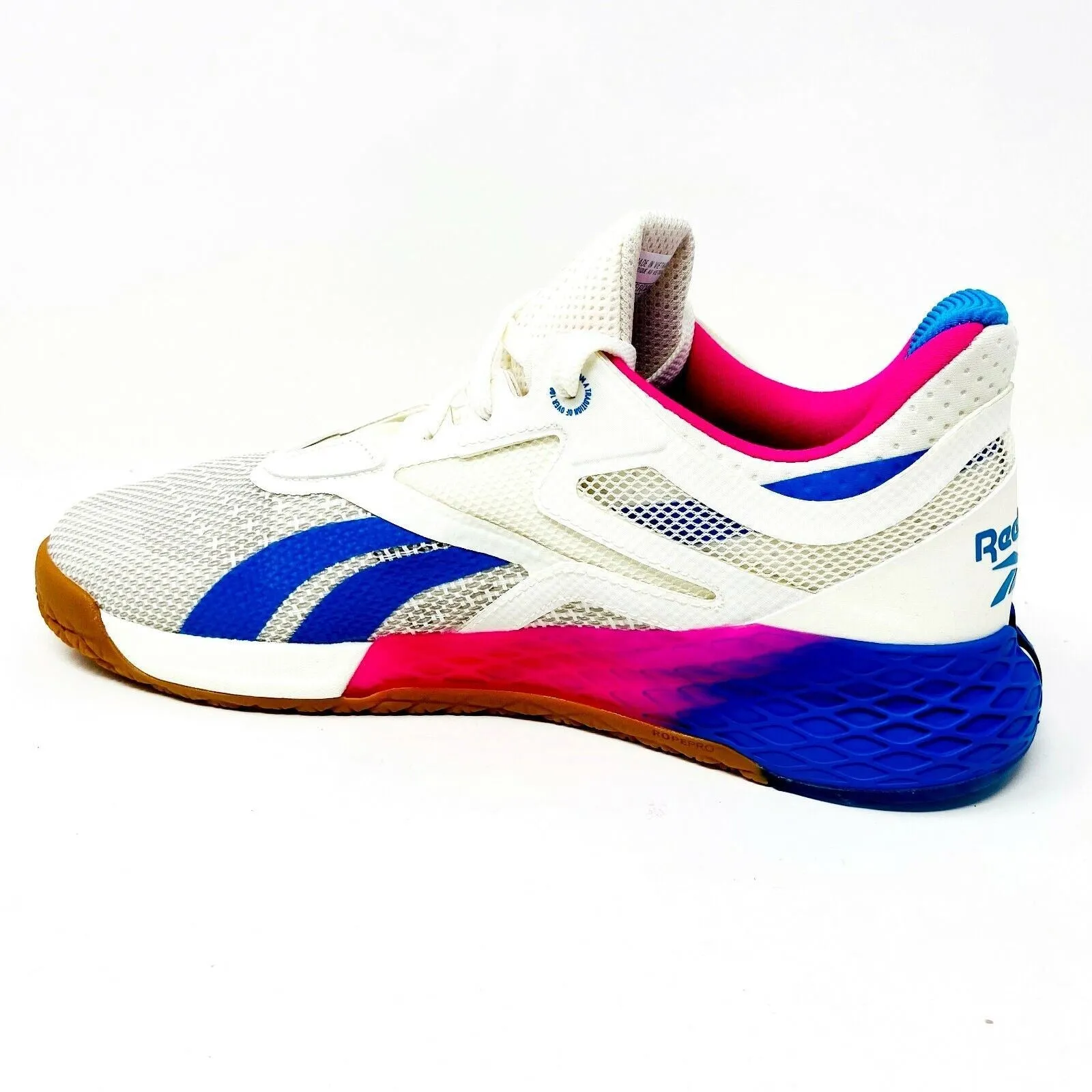 Reebok Nano X White Pink Blue Womens Size 10.5 Cross Training Sneakers FX7956