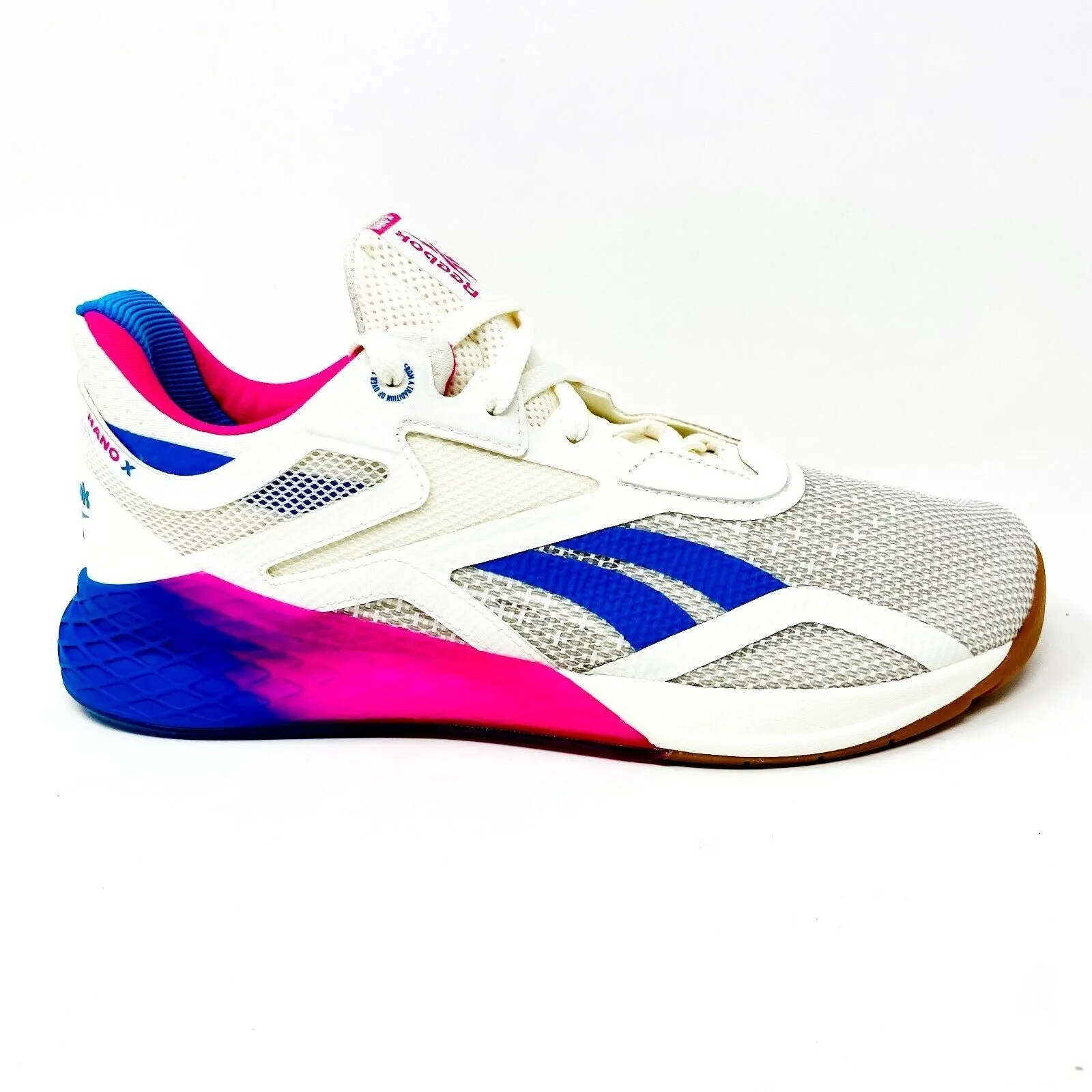 Reebok Nano X White Pink Blue Womens Size 10.5 Cross Training Sneakers FX7956