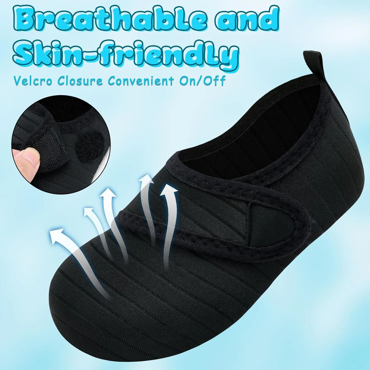 VIFUUR Kids Water Shoes Boys Girls Barefoot Water Sports Socks Hook&Loop Beach Shoes Quick Dry Aqua Socks Swim Walking Outdoor Sports for Toddler