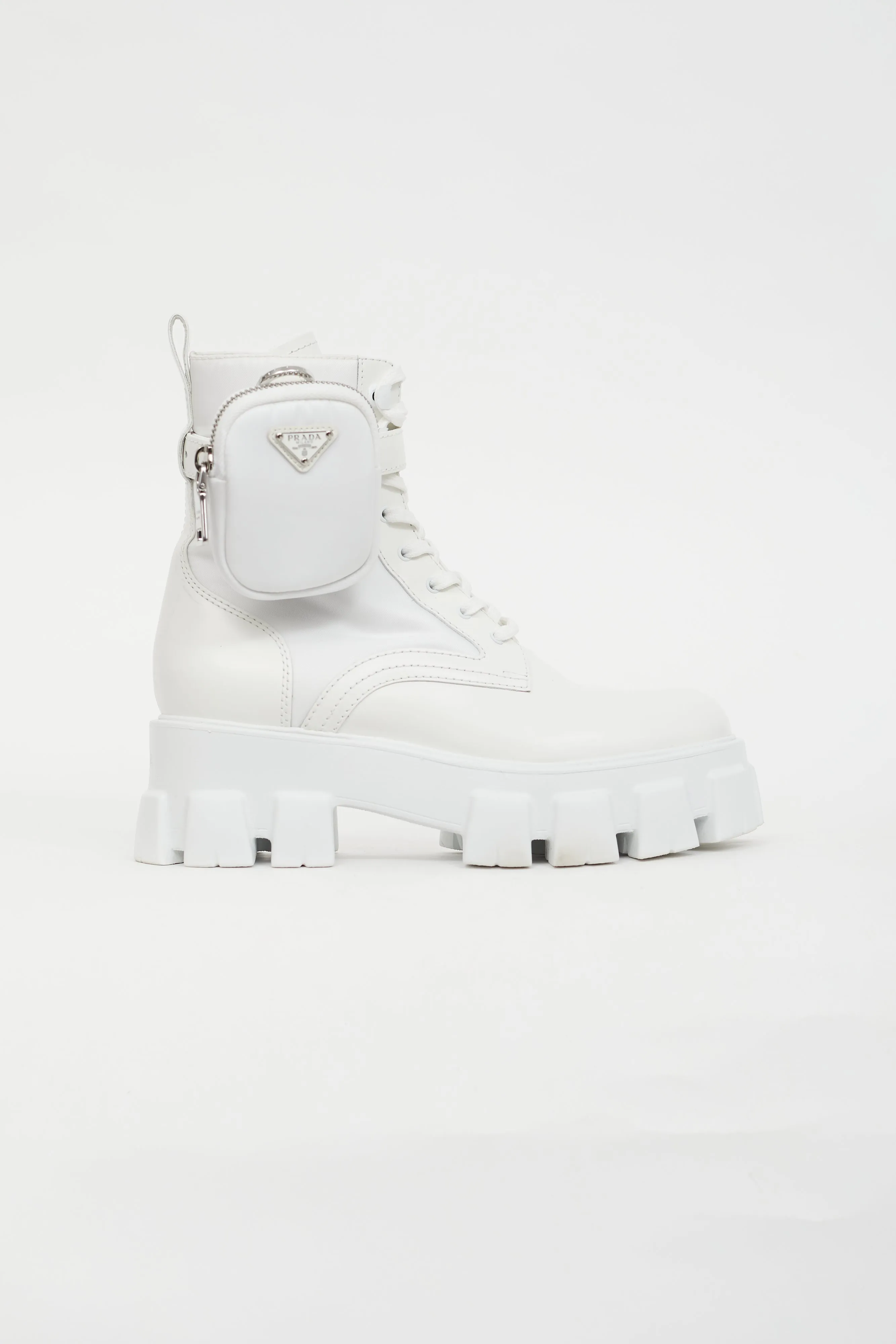 White Monolith Leather Lug Sole Boot