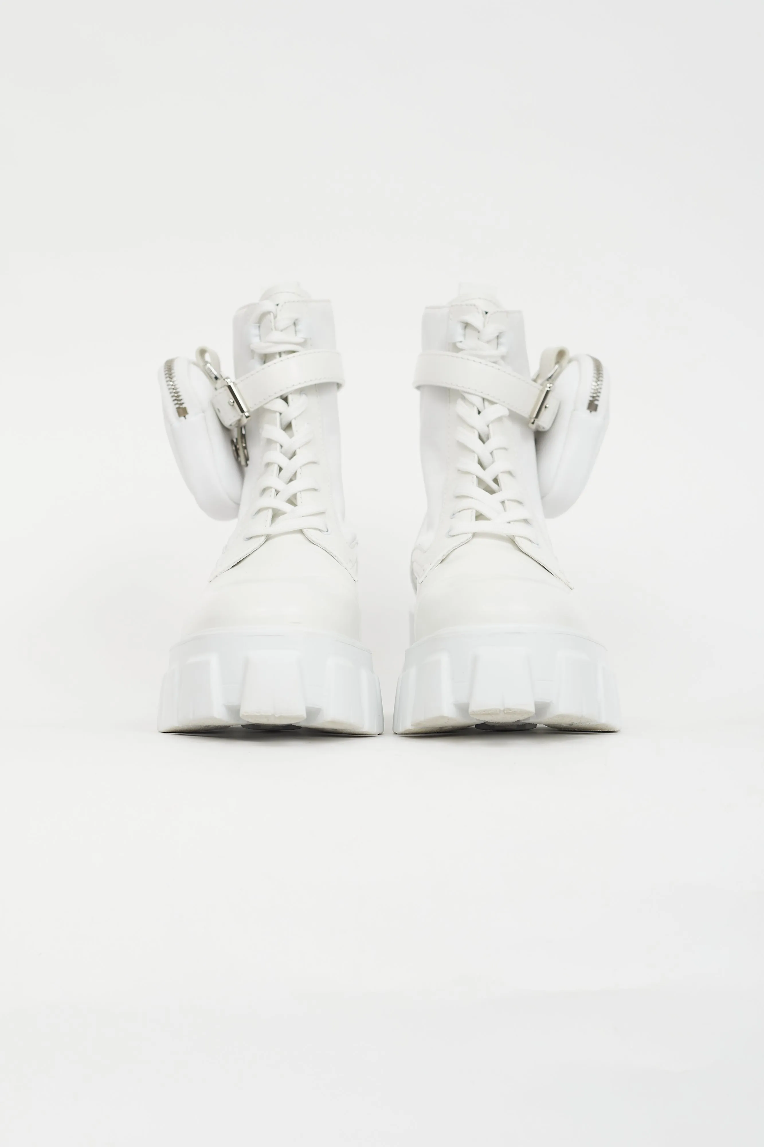 White Monolith Leather Lug Sole Boot